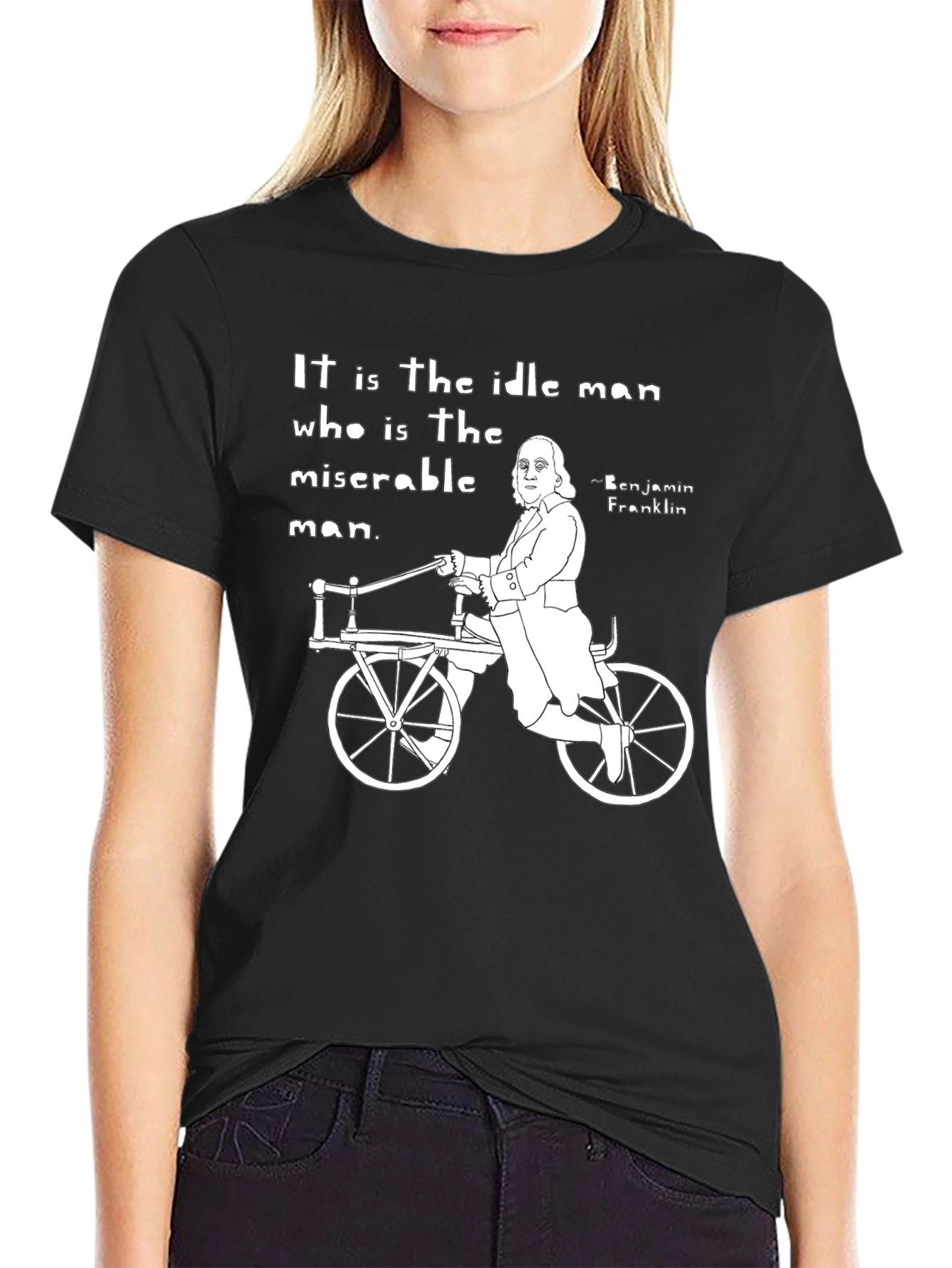 Idle Man T-Shirt - Benjamin Franklin Quote Black Tee