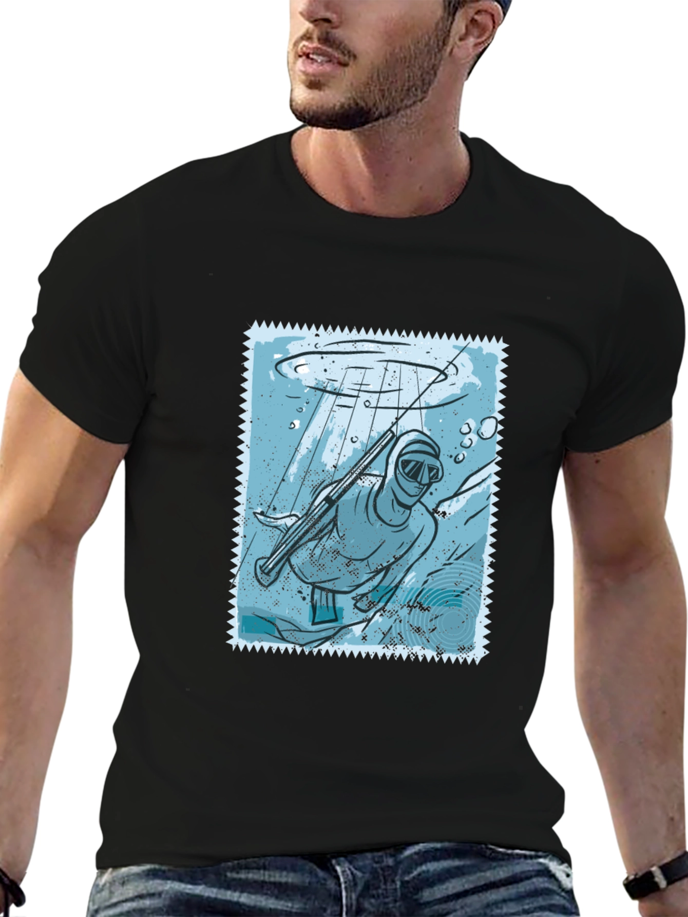 Spearfishing Stamp Tee - Black