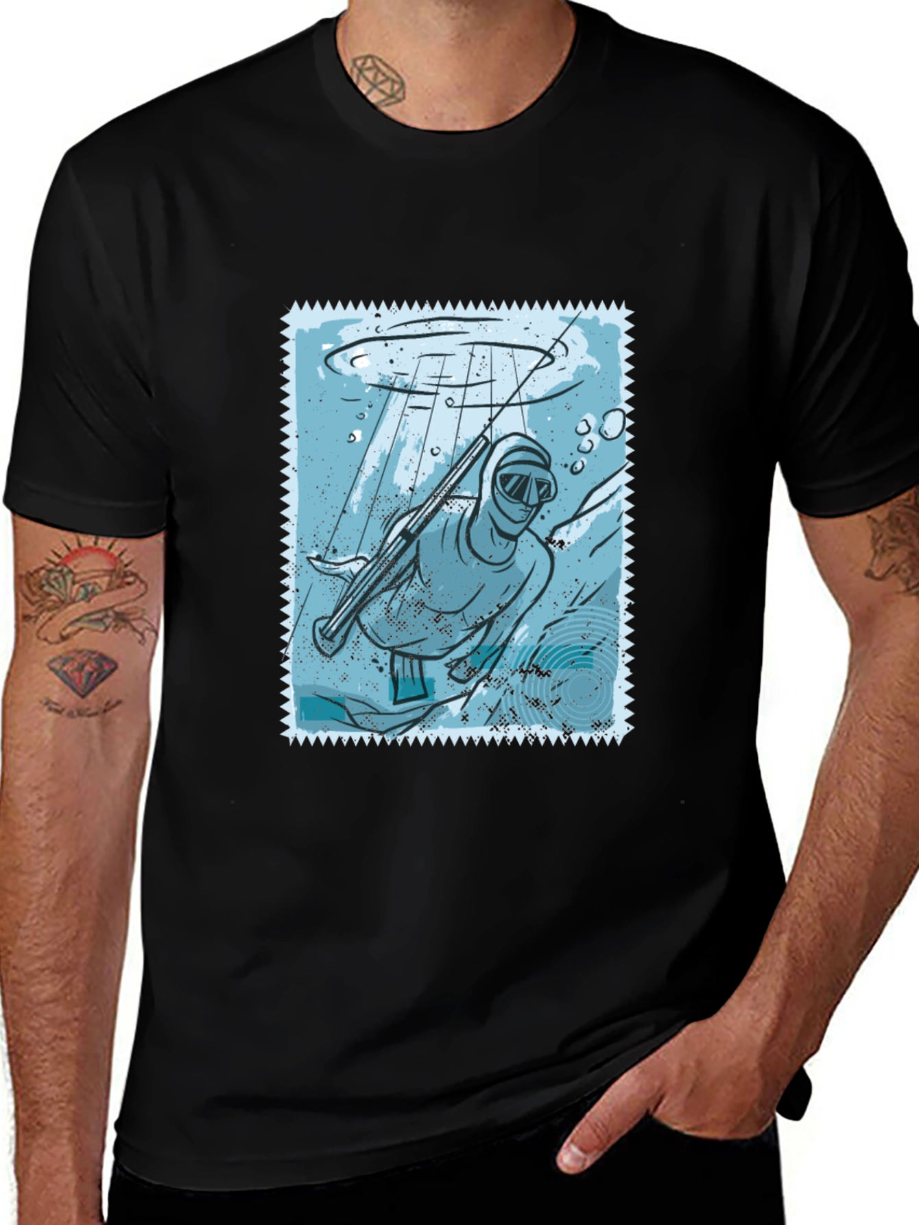 Spearfishing Stamp Tee - Black