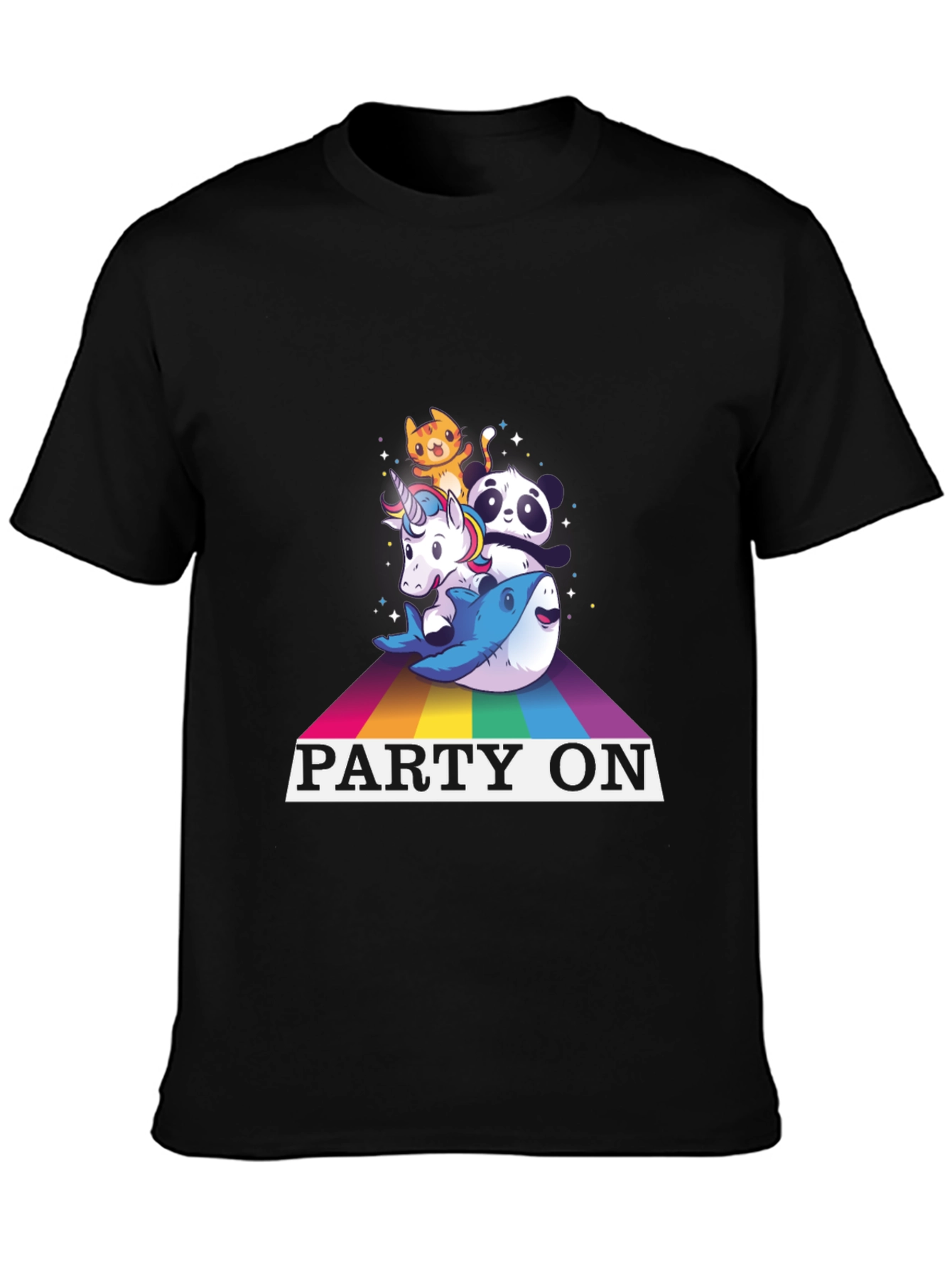 Party On Rainbow Animal Stack T-Shirt