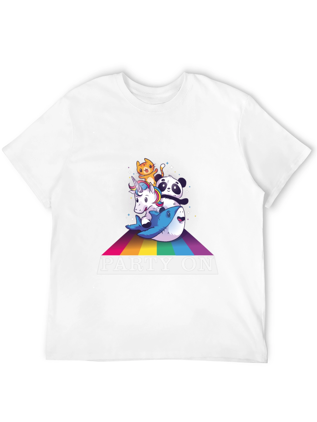 Party On Rainbow Animal Stack T-Shirt