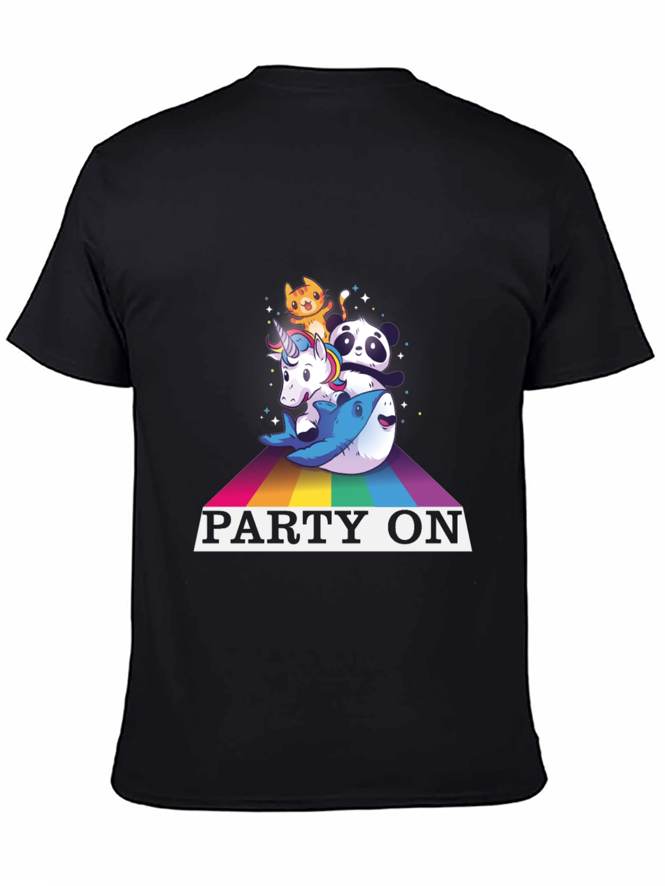Party On Rainbow Animal Stack T-Shirt