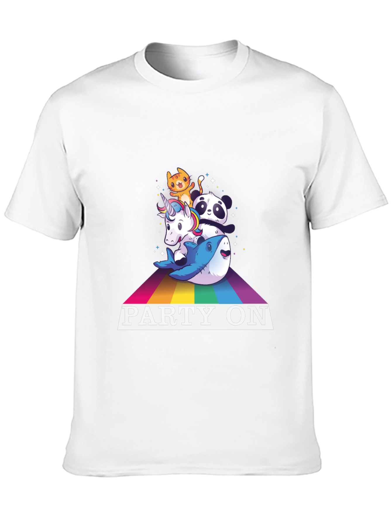 Party On Rainbow Animal Stack T-Shirt
