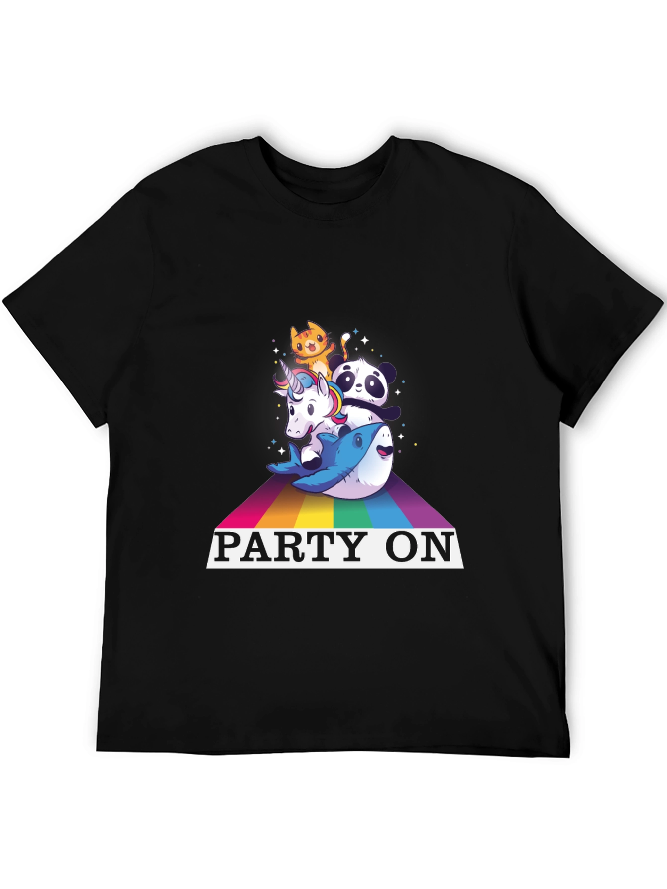 Party On Rainbow Animal Stack T-Shirt