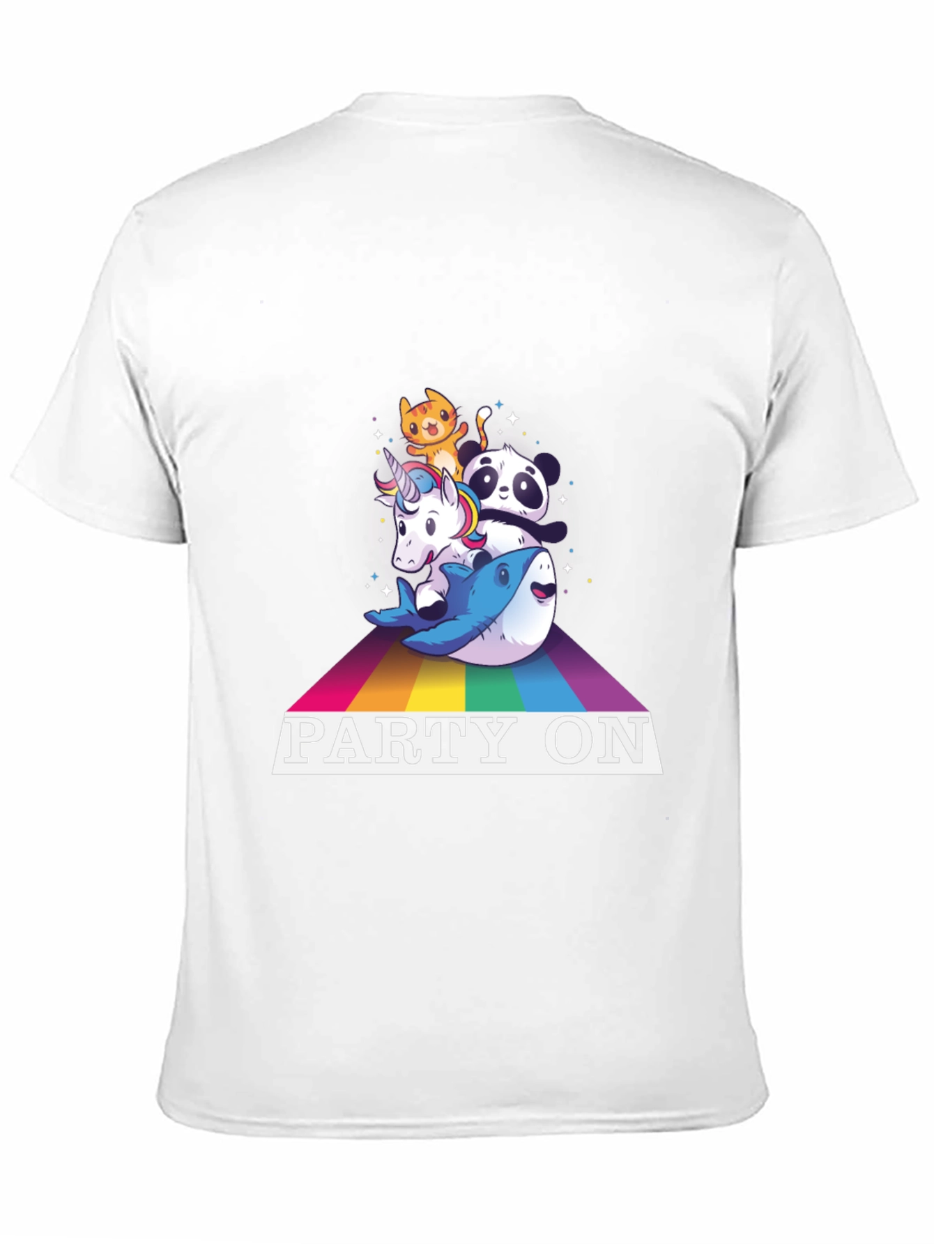 Party On Rainbow Animal Stack T-Shirt