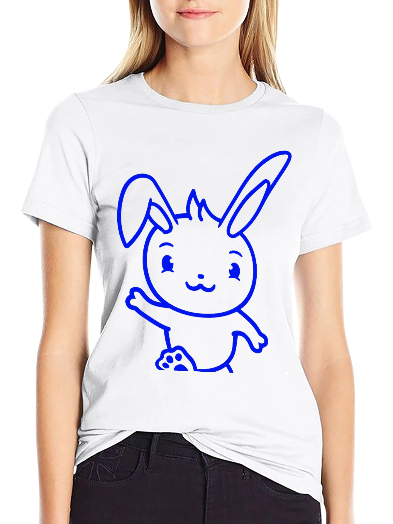 Cute Bunny Graphic Black T-Shirt