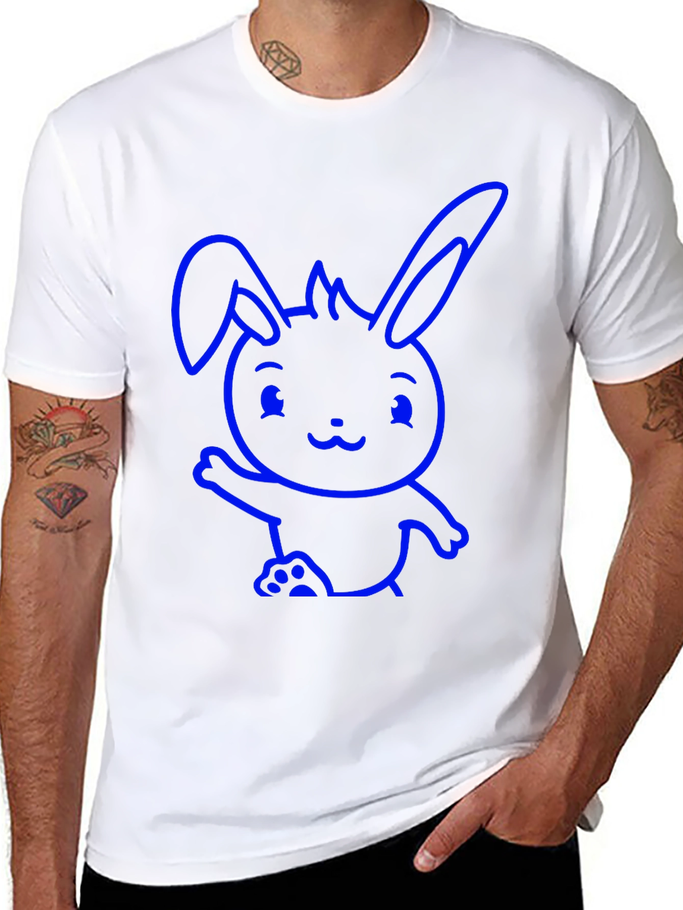 Cute Bunny Graphic Black T-Shirt