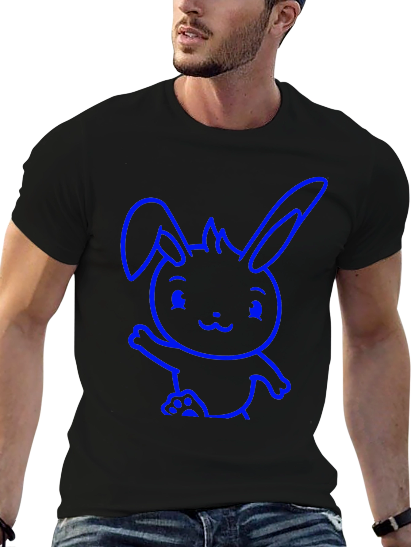Cute Bunny Graphic Black T-Shirt