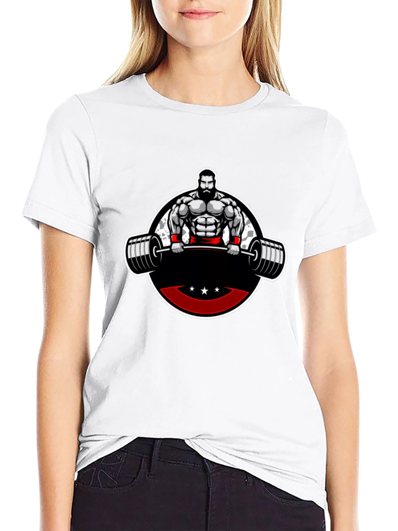 Mens Black Graphic T-Shirt - Weightlifter Design