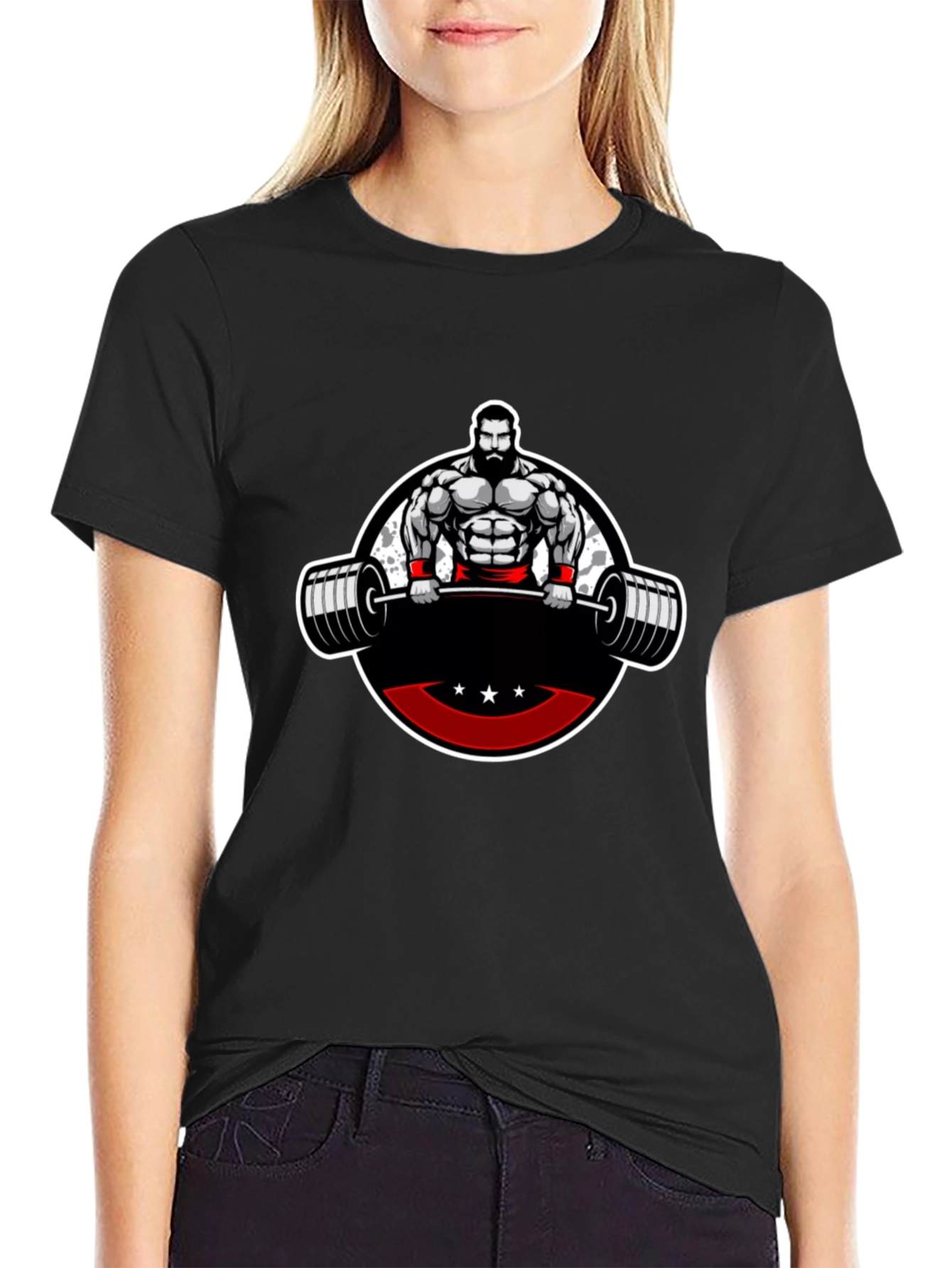 Mens Black Graphic T-Shirt - Weightlifter Design