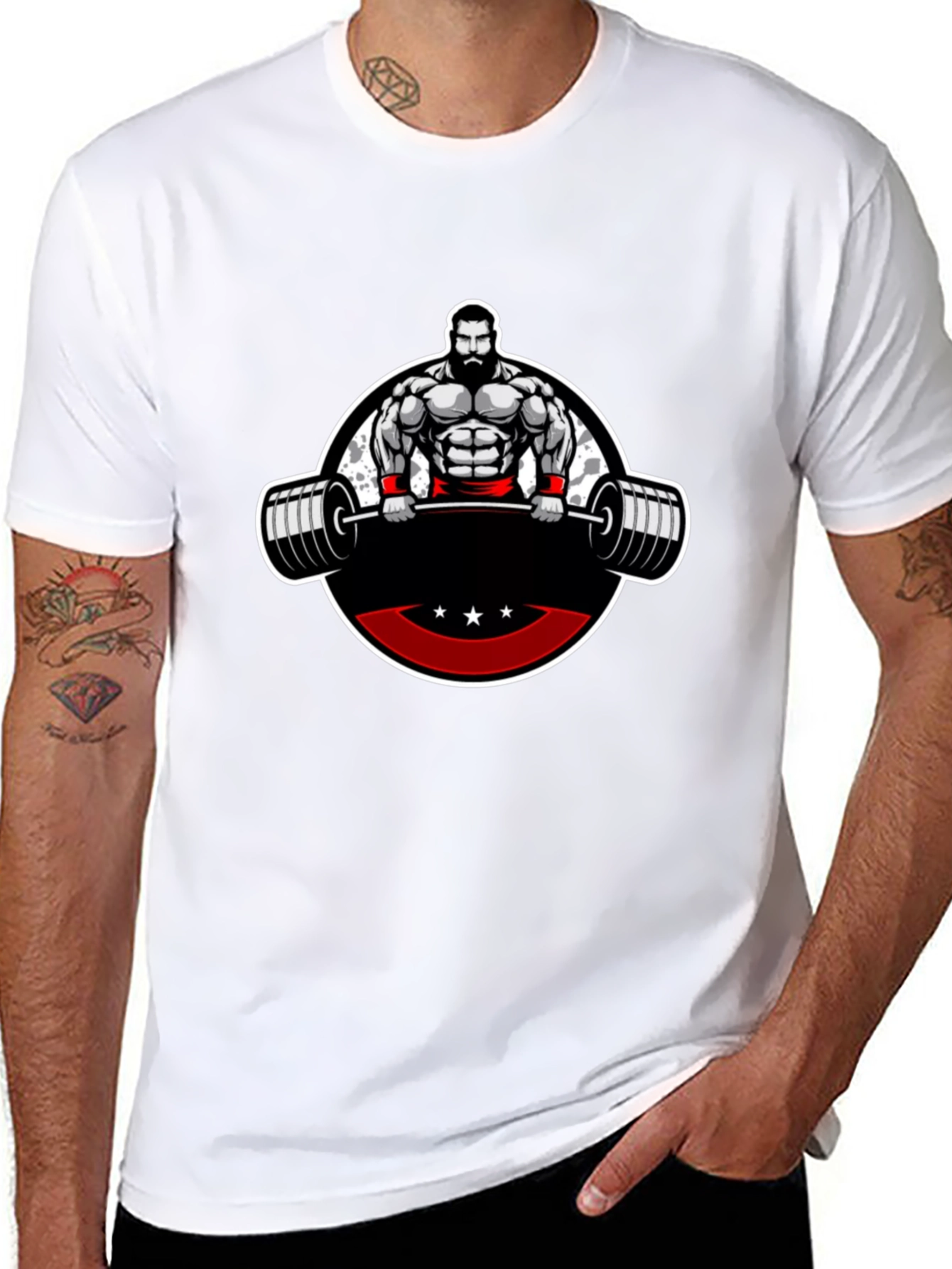 Mens Black Graphic T-Shirt - Weightlifter Design