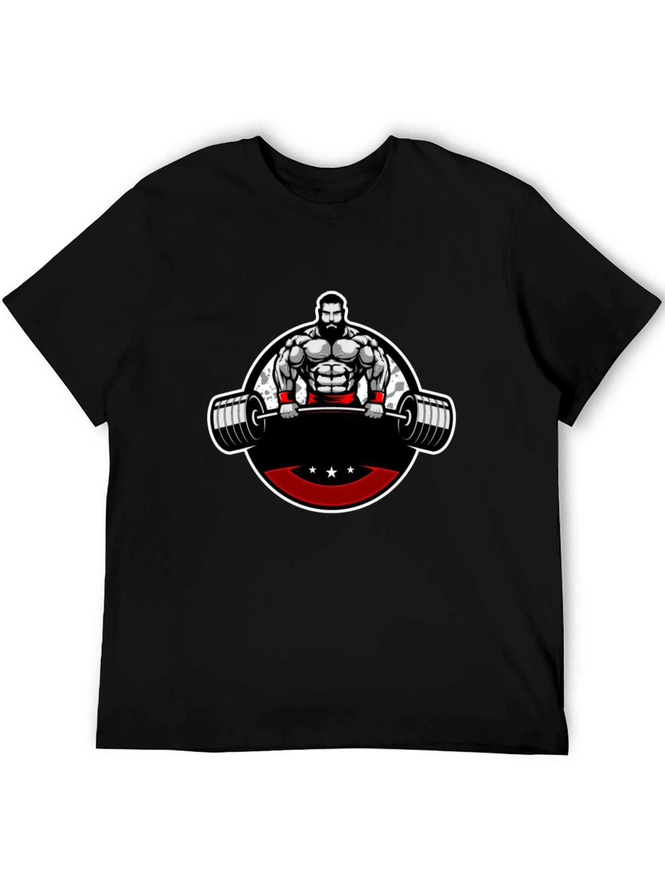 Mens Black Graphic T-Shirt - Weightlifter Design