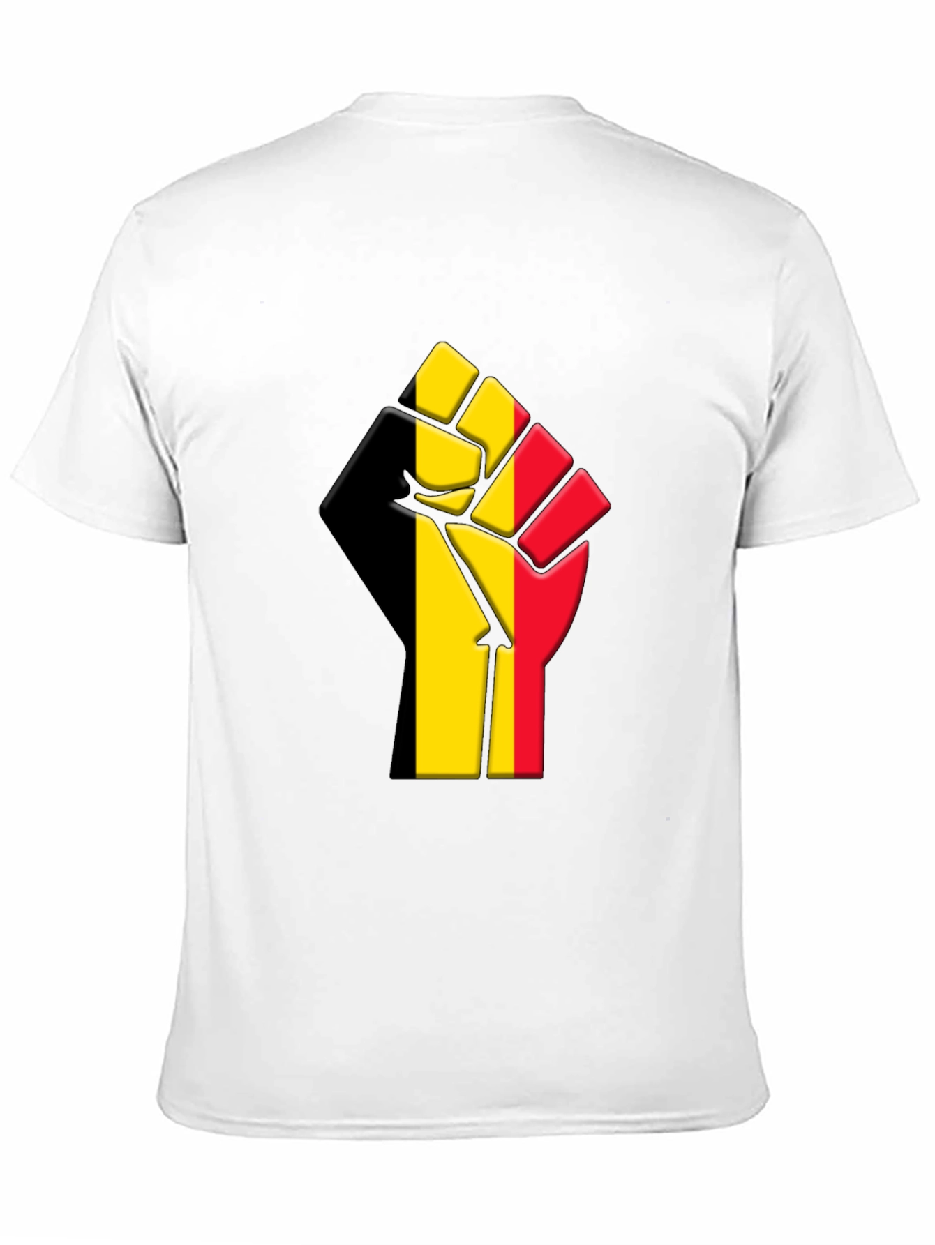 Belgium Flag Raised Fist T-Shirt - Black