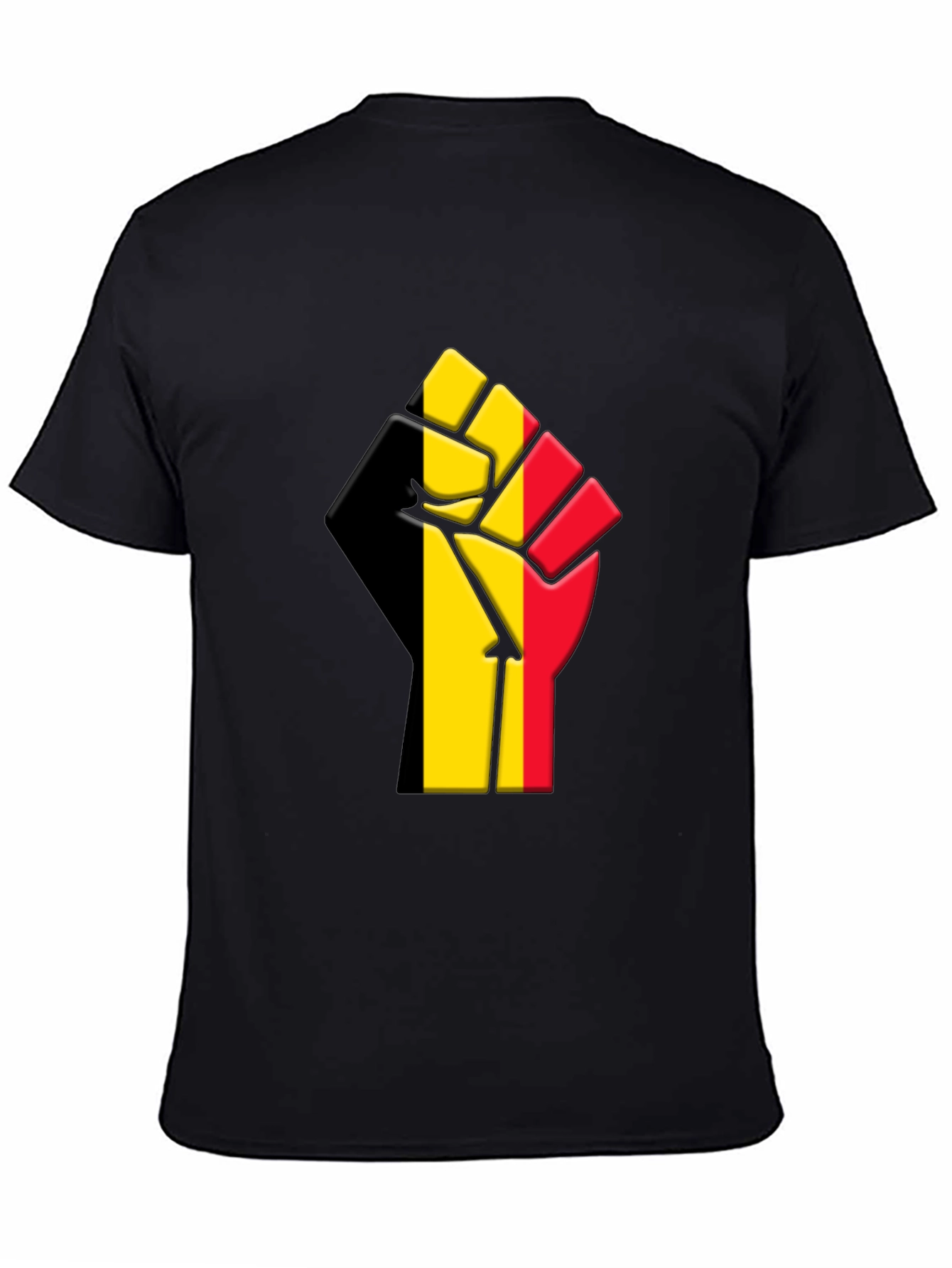 Belgium Flag Raised Fist T-Shirt - Black