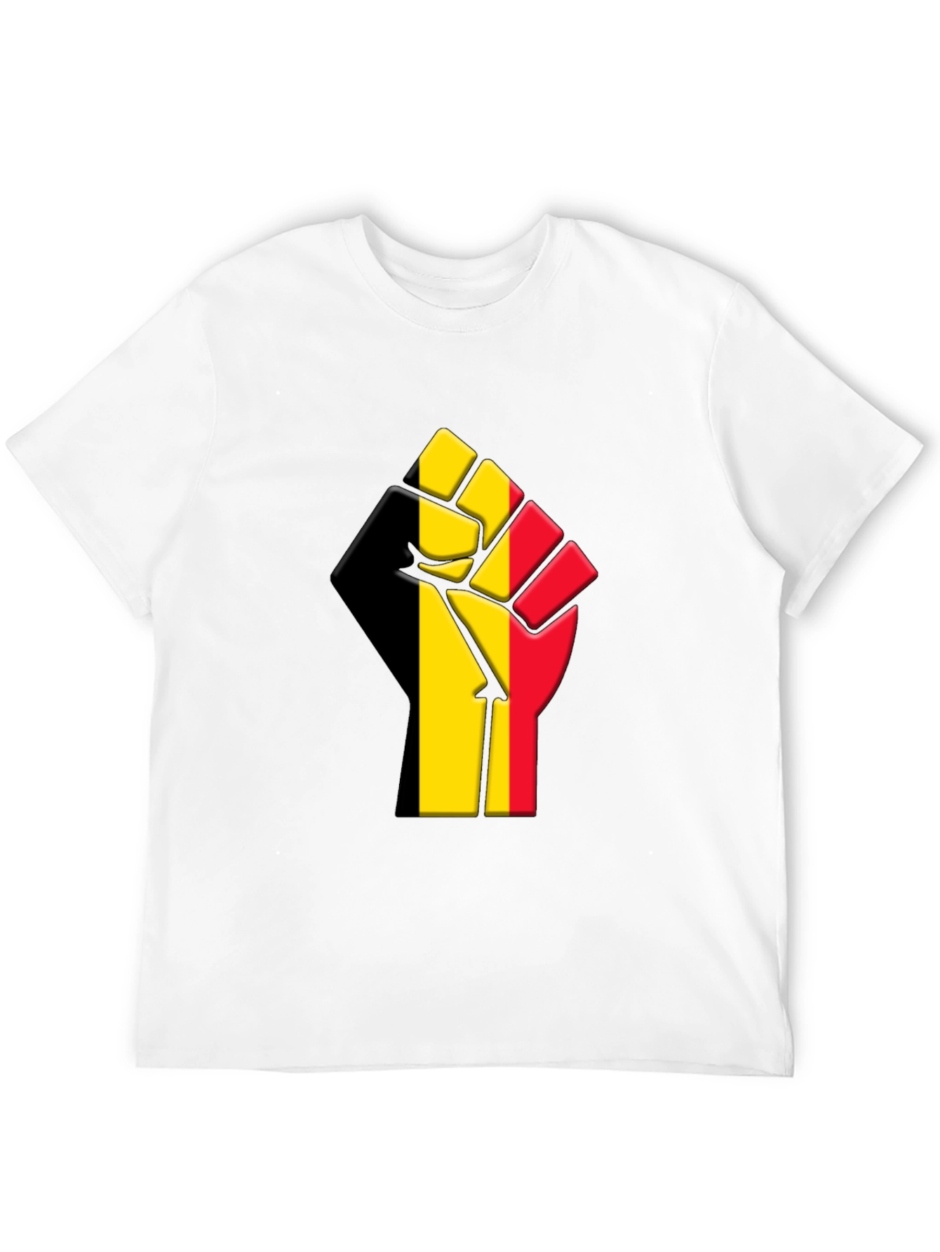 Belgium Flag Raised Fist T-Shirt - Black