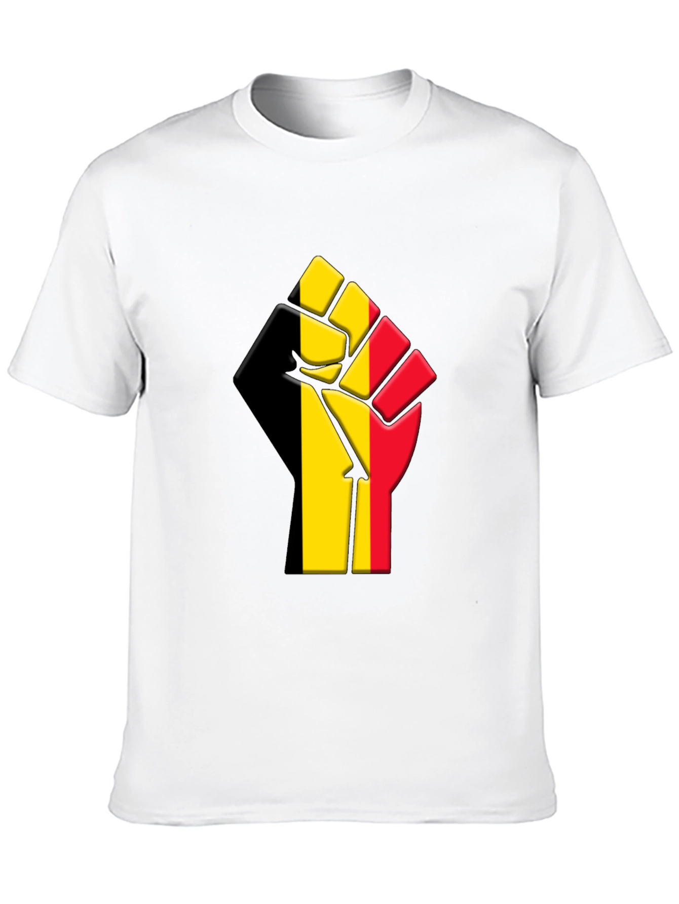 Belgium Flag Raised Fist T-Shirt - Black