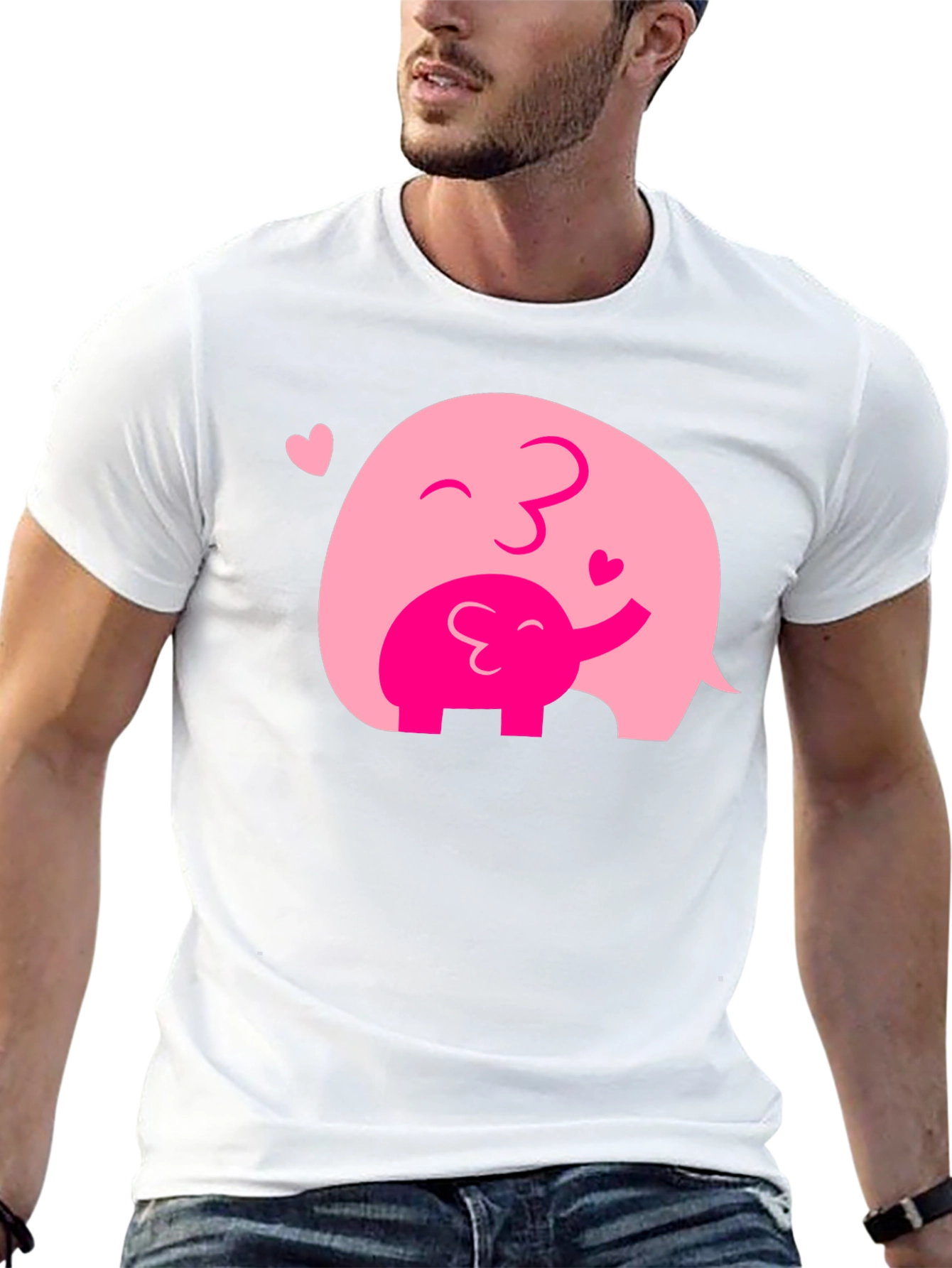 Elephant Mom & Baby Black T-Shirt - Heart Graphic