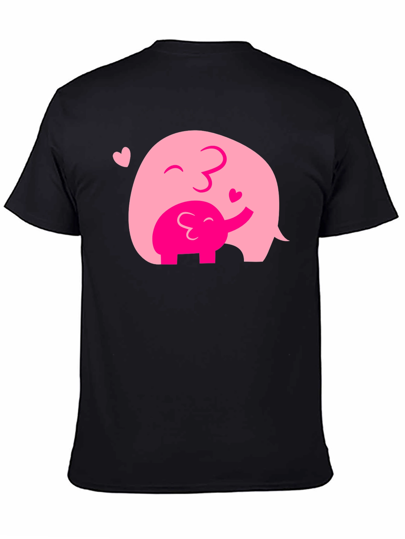 Elephant Mom & Baby Black T-Shirt - Heart Graphic