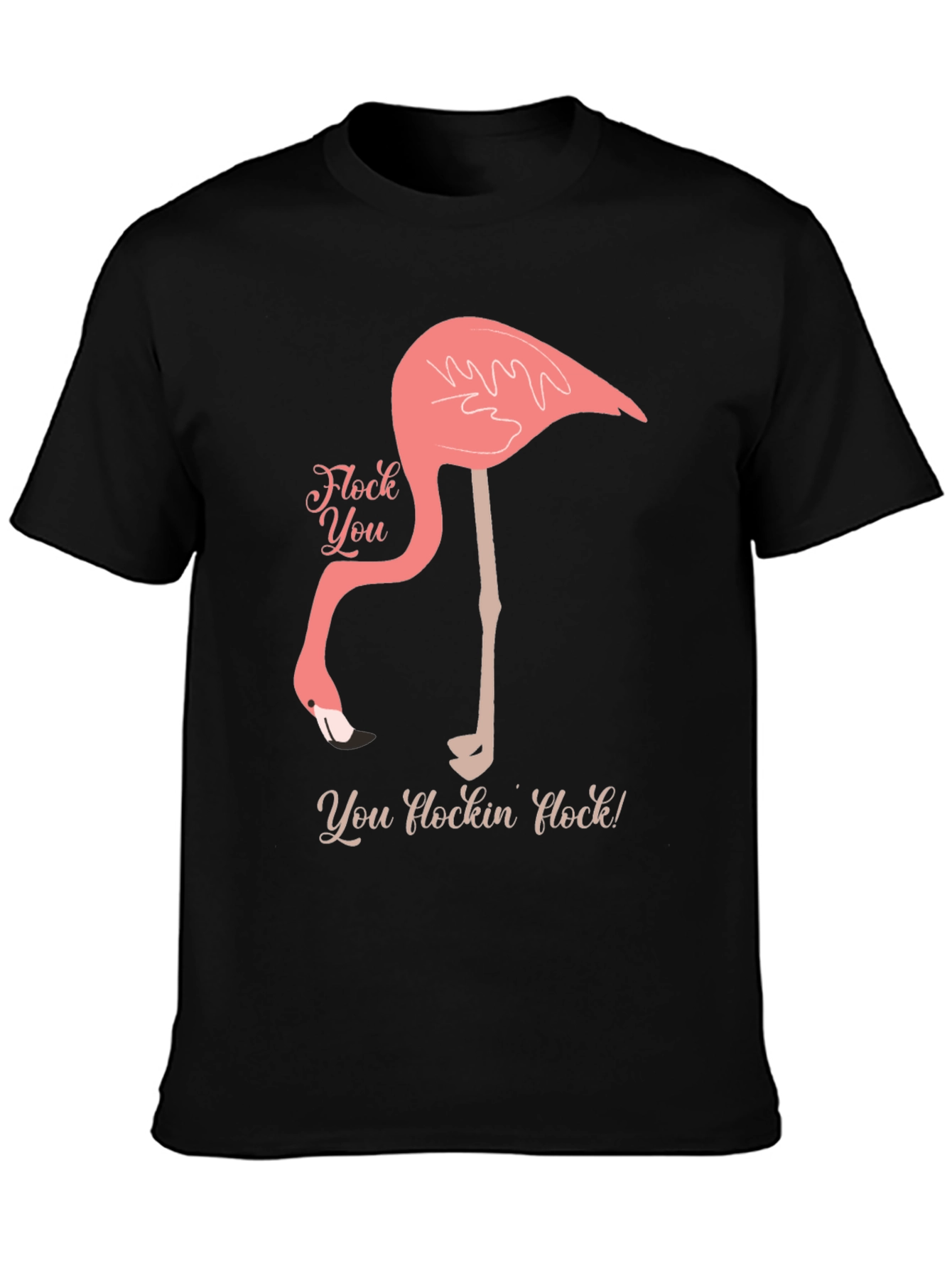 Flock You Flamingo Graphic Tee - Black Cotton T-Shirt