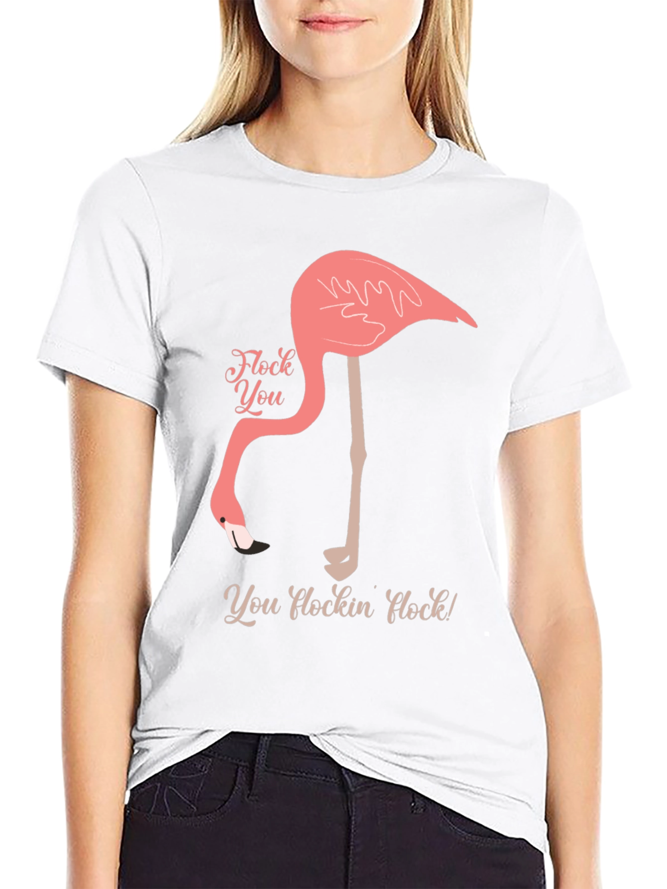 Flock You Flamingo Graphic Tee - Black Cotton T-Shirt