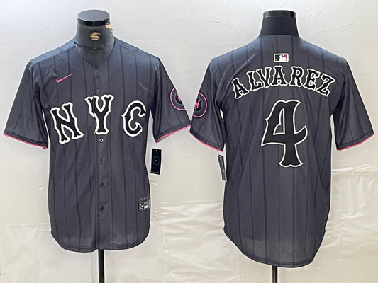 Men's New York Mets Francisco Alvarez #4 Graphite 2024 City Connect Limited Player Jerseys