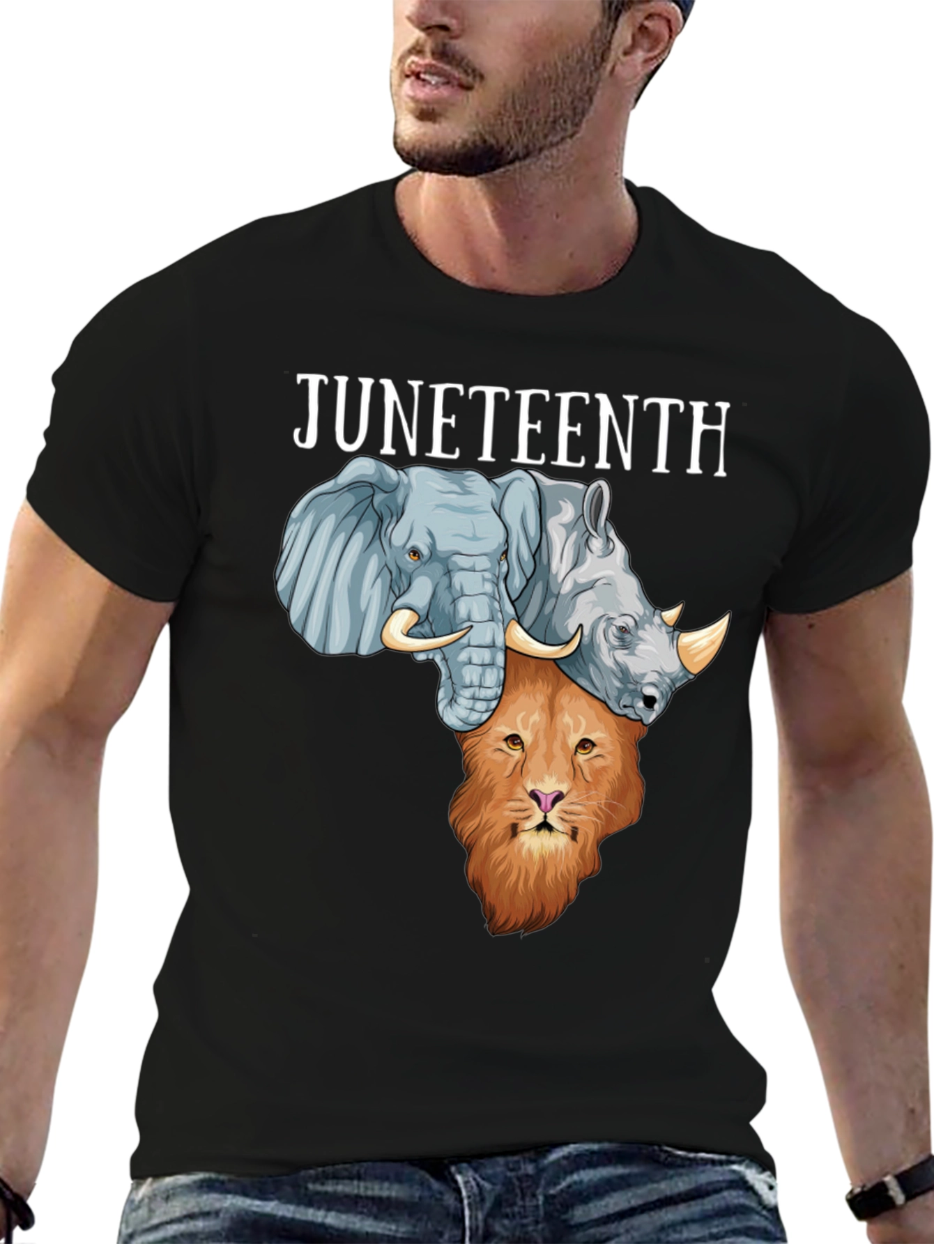 Juneteenth Africa Animals Mens Black T-shirt