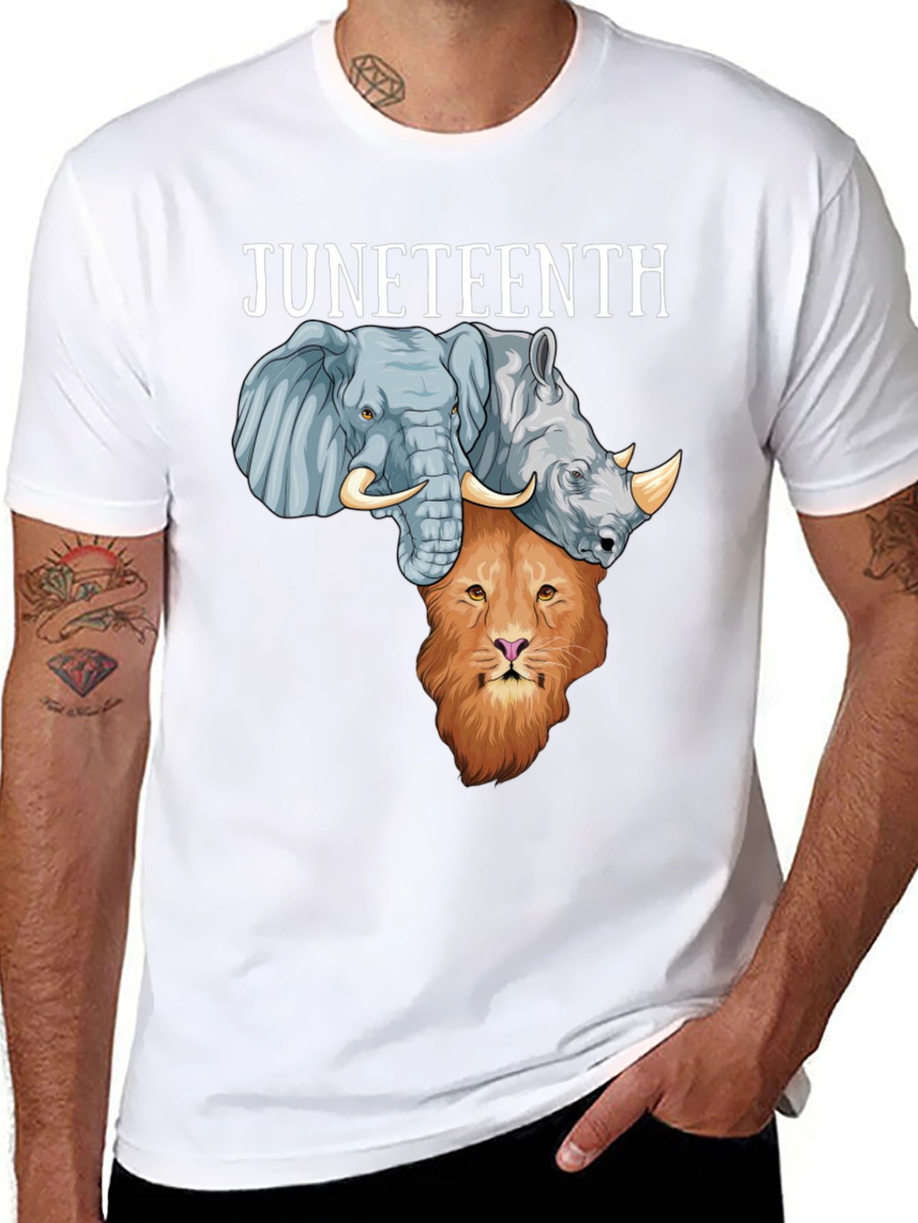 Juneteenth Africa Animals Mens Black T-shirt