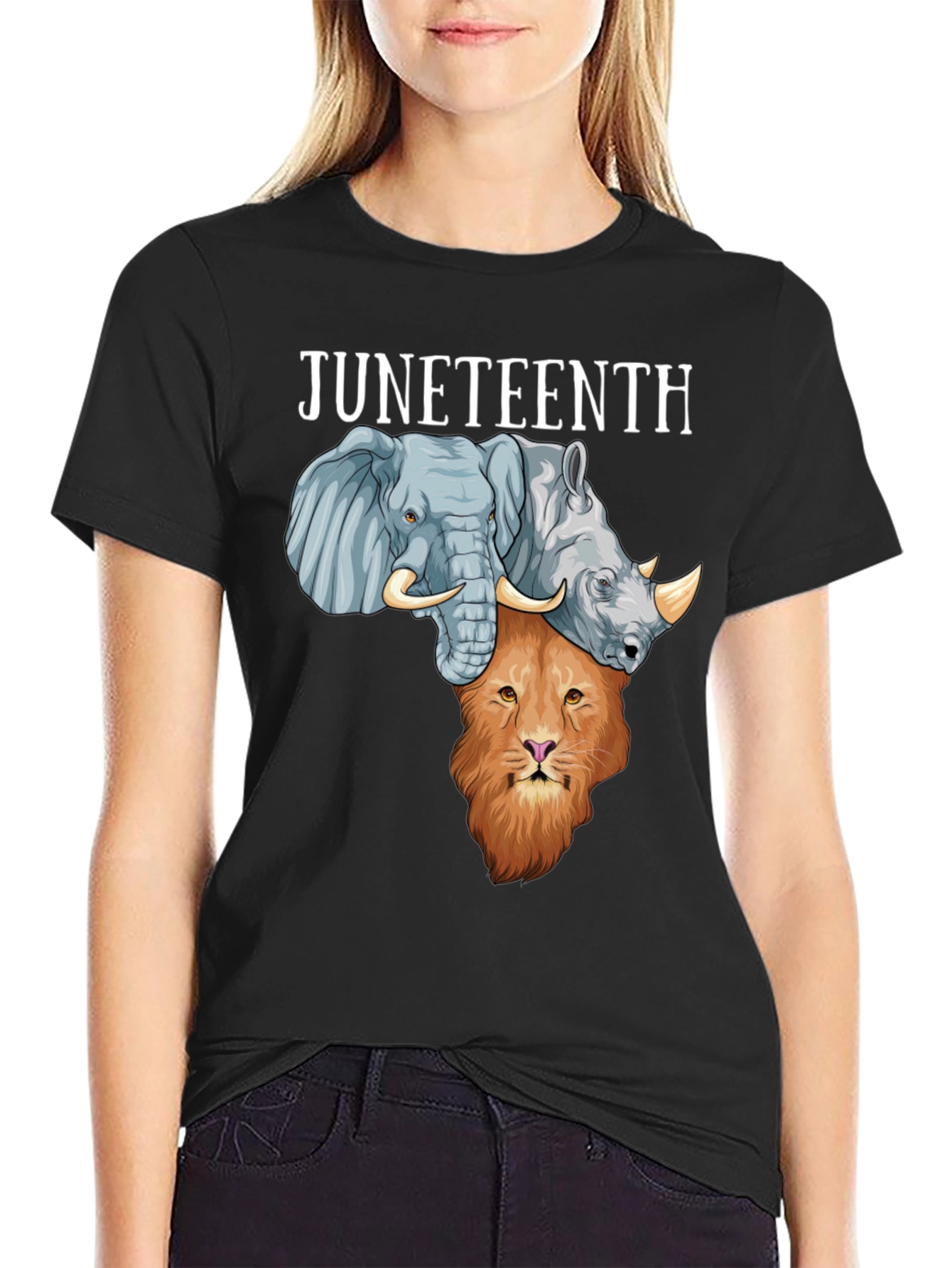 Juneteenth Africa Animals Mens Black T-shirt