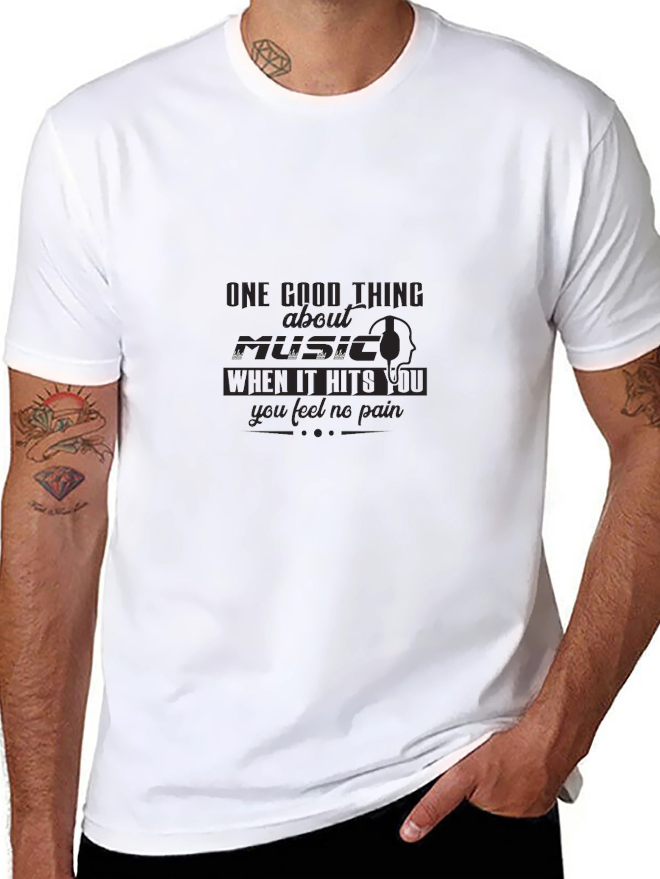 Music Quote Graphic T-Shirt - Black