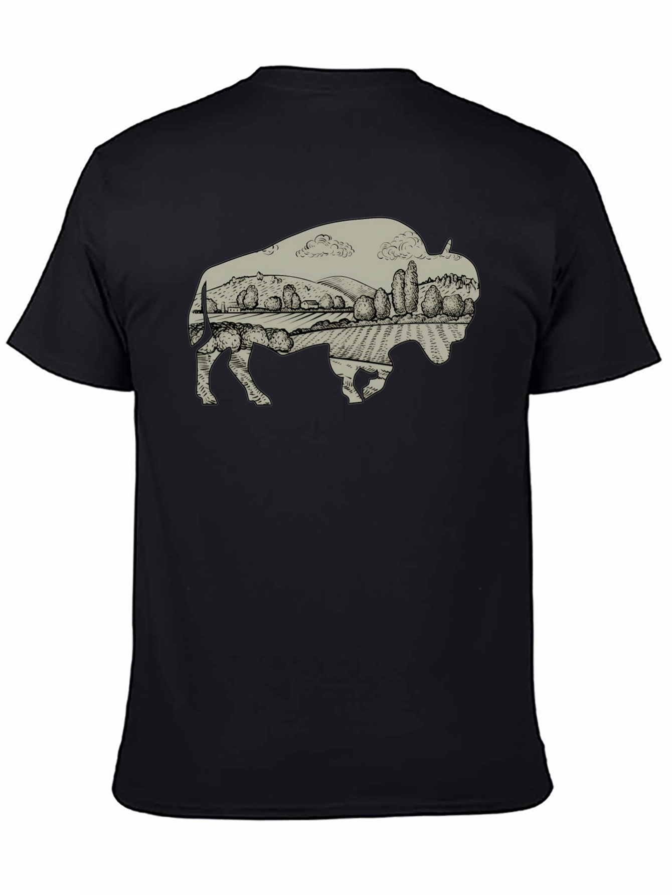 Bison Landscape Graphic T-Shirt - Casual Style