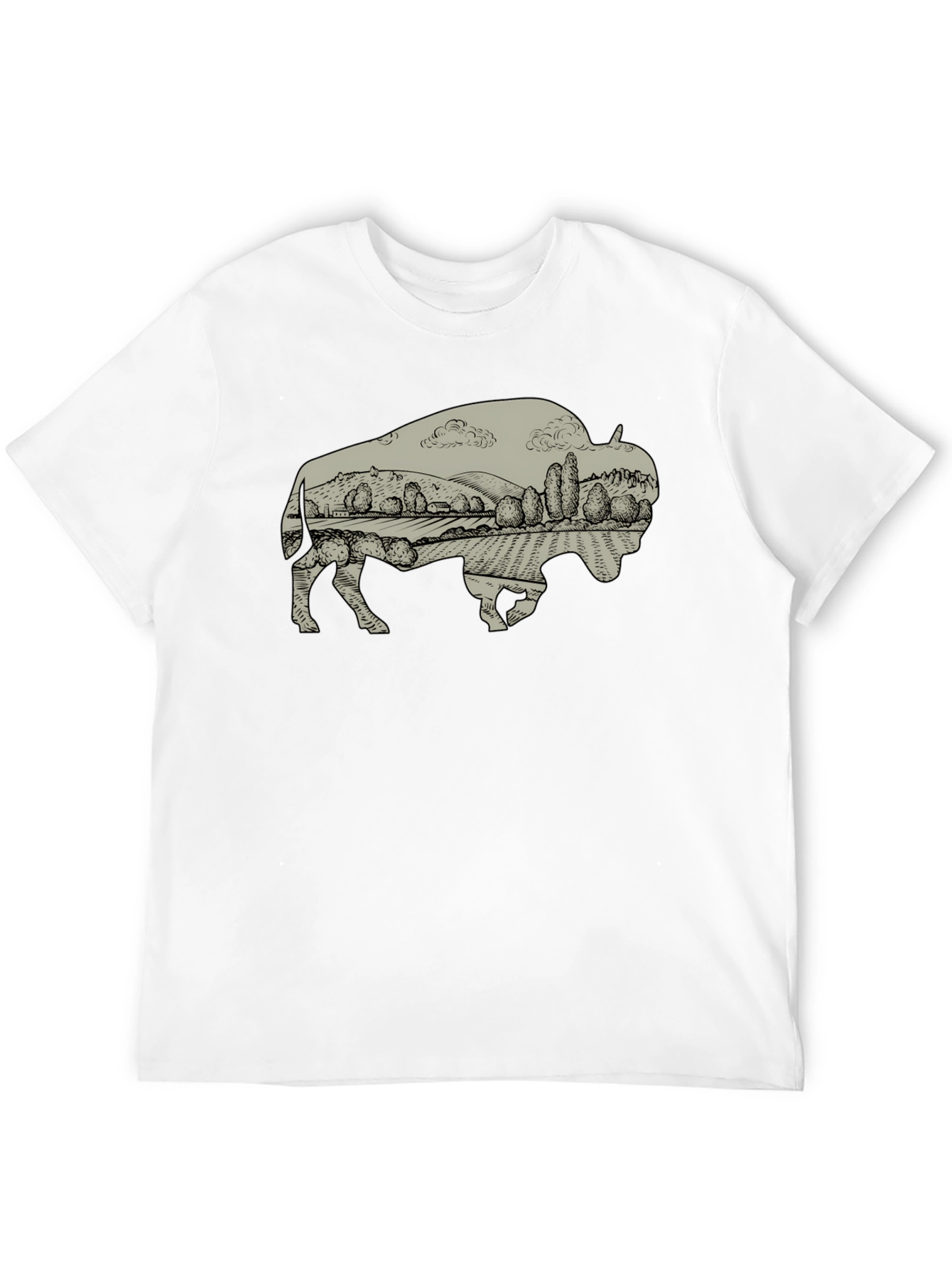 Bison Landscape Graphic T-Shirt - Casual Style