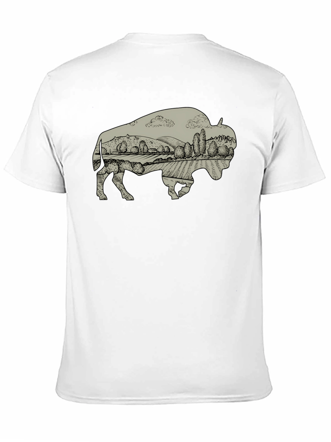 Bison Landscape Graphic T-Shirt - Casual Style