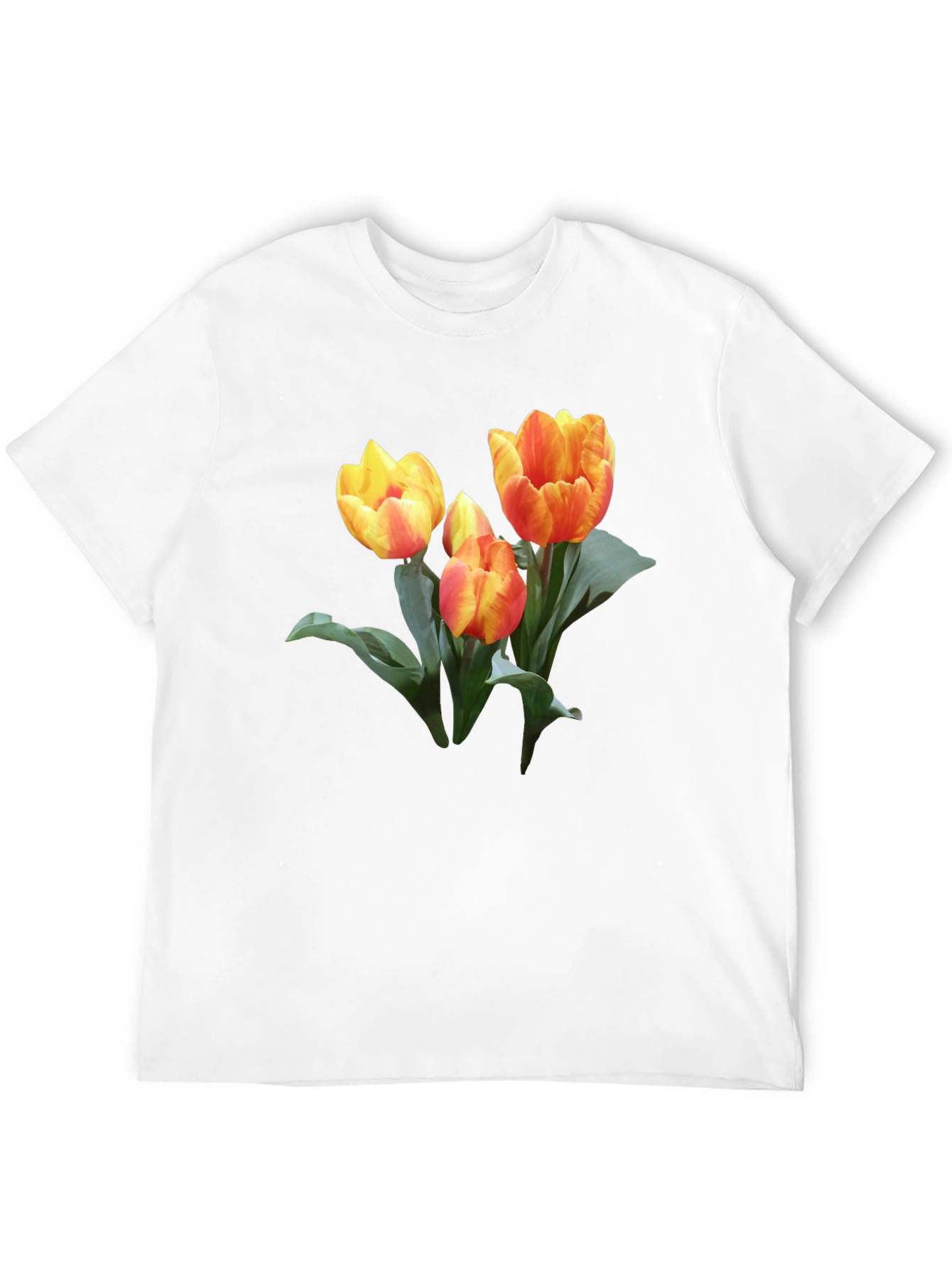 Tulip Graphic Print Black Casual T-Shirt