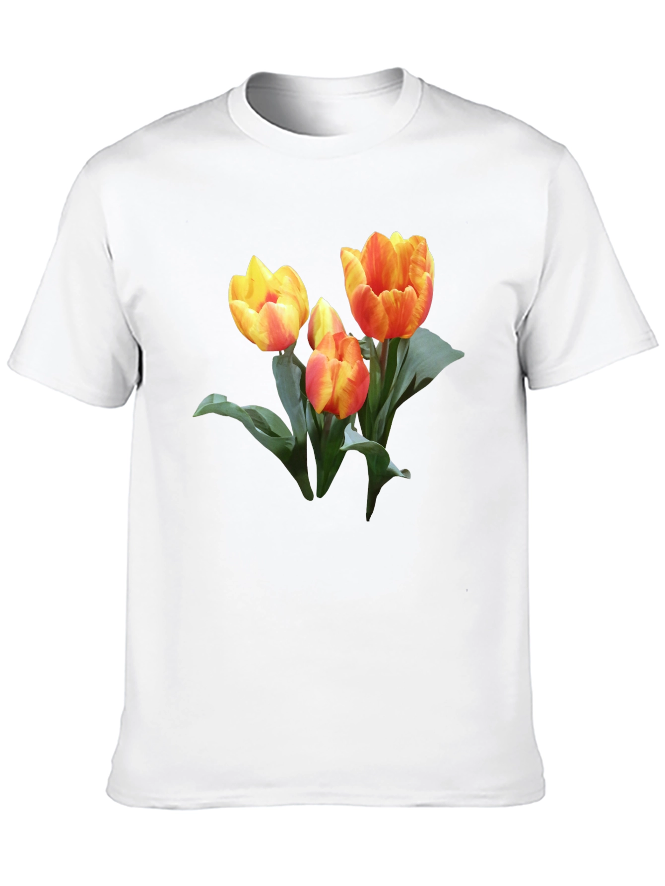 Tulip Graphic Print Black Casual T-Shirt
