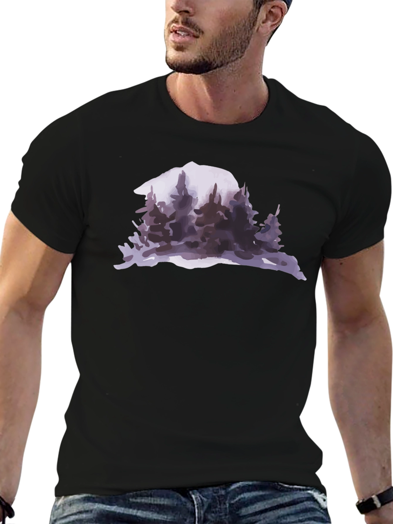 Mountain & Forest Graphic Black T-Shirt
