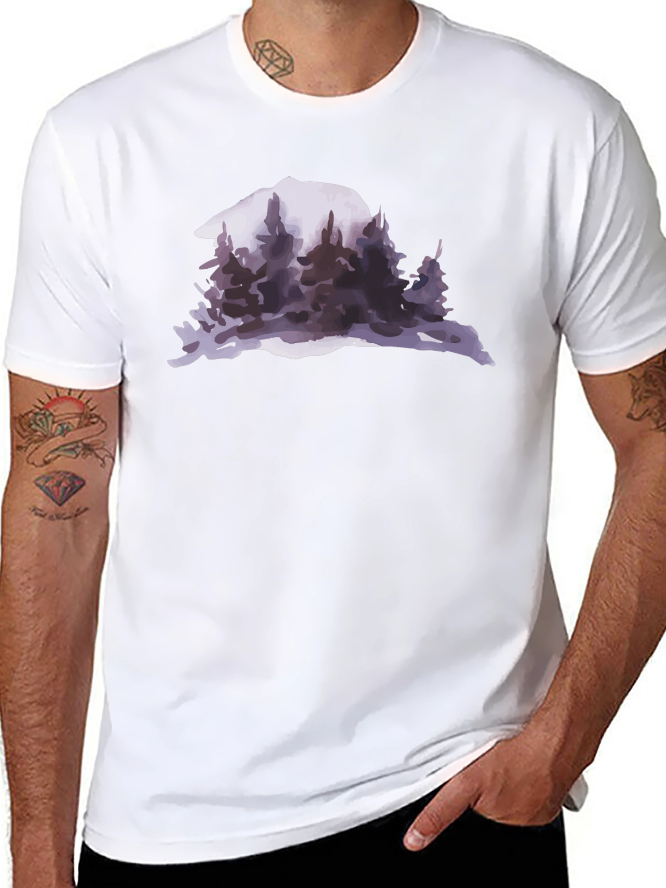 Mountain & Forest Graphic Black T-Shirt