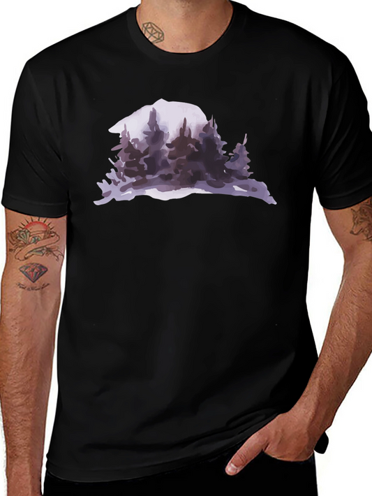 Mountain & Forest Graphic Black T-Shirt