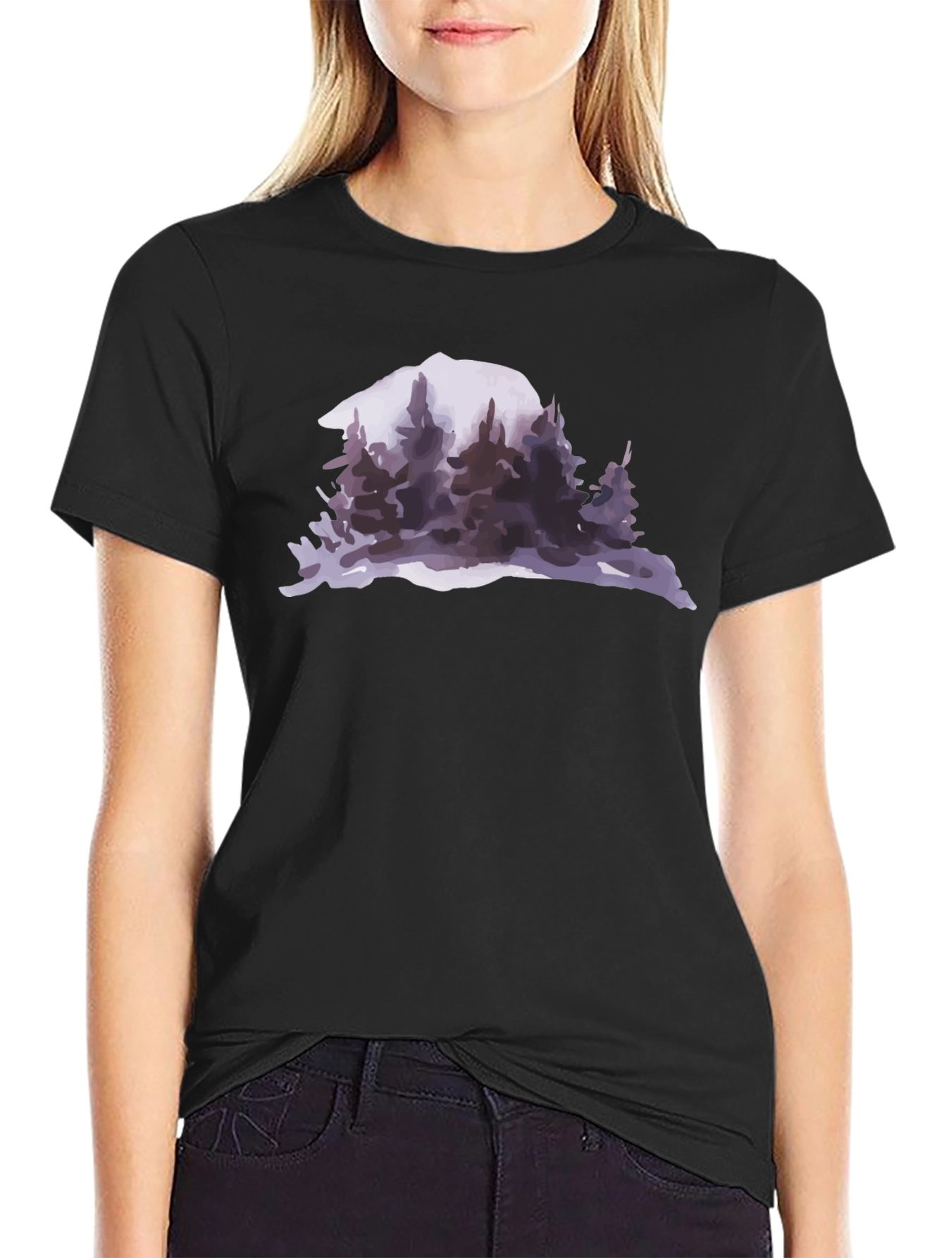 Mountain & Forest Graphic Black T-Shirt