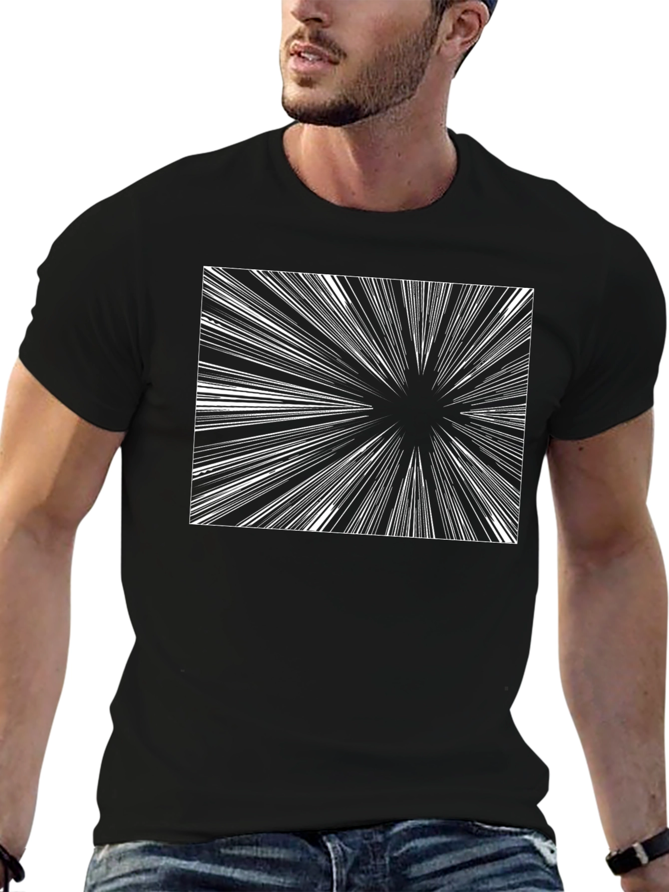 Abstract Burst Graphic Black T-Shirt
