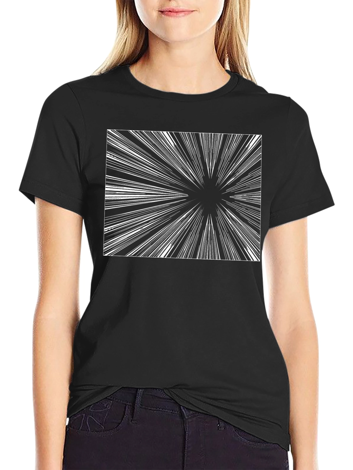 Abstract Burst Graphic Black T-Shirt