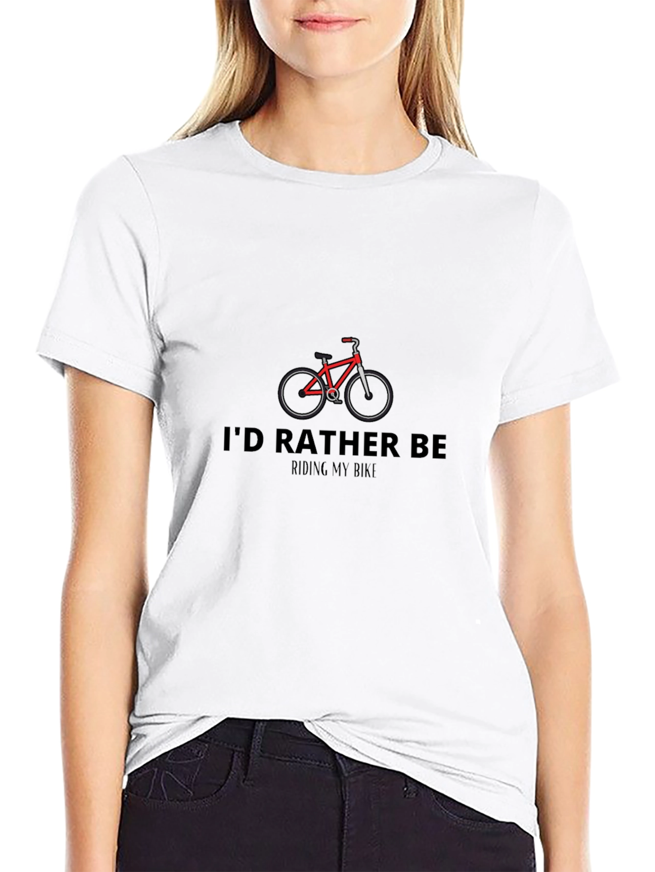 Id Rather Be Riding My Bike Black T-Shirt