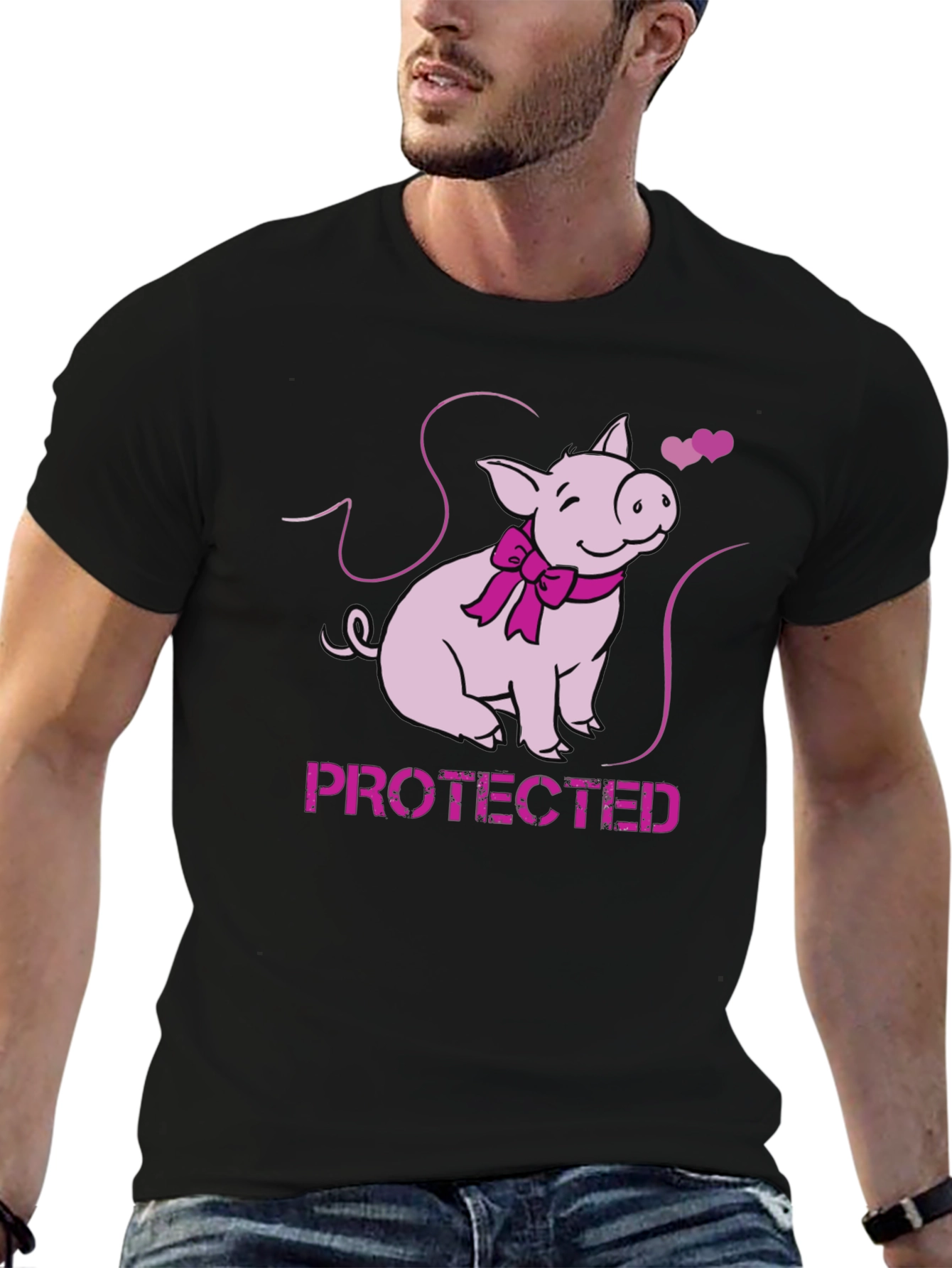 Protected Pig Graphic Tee - Cute Animal Lover Shirt