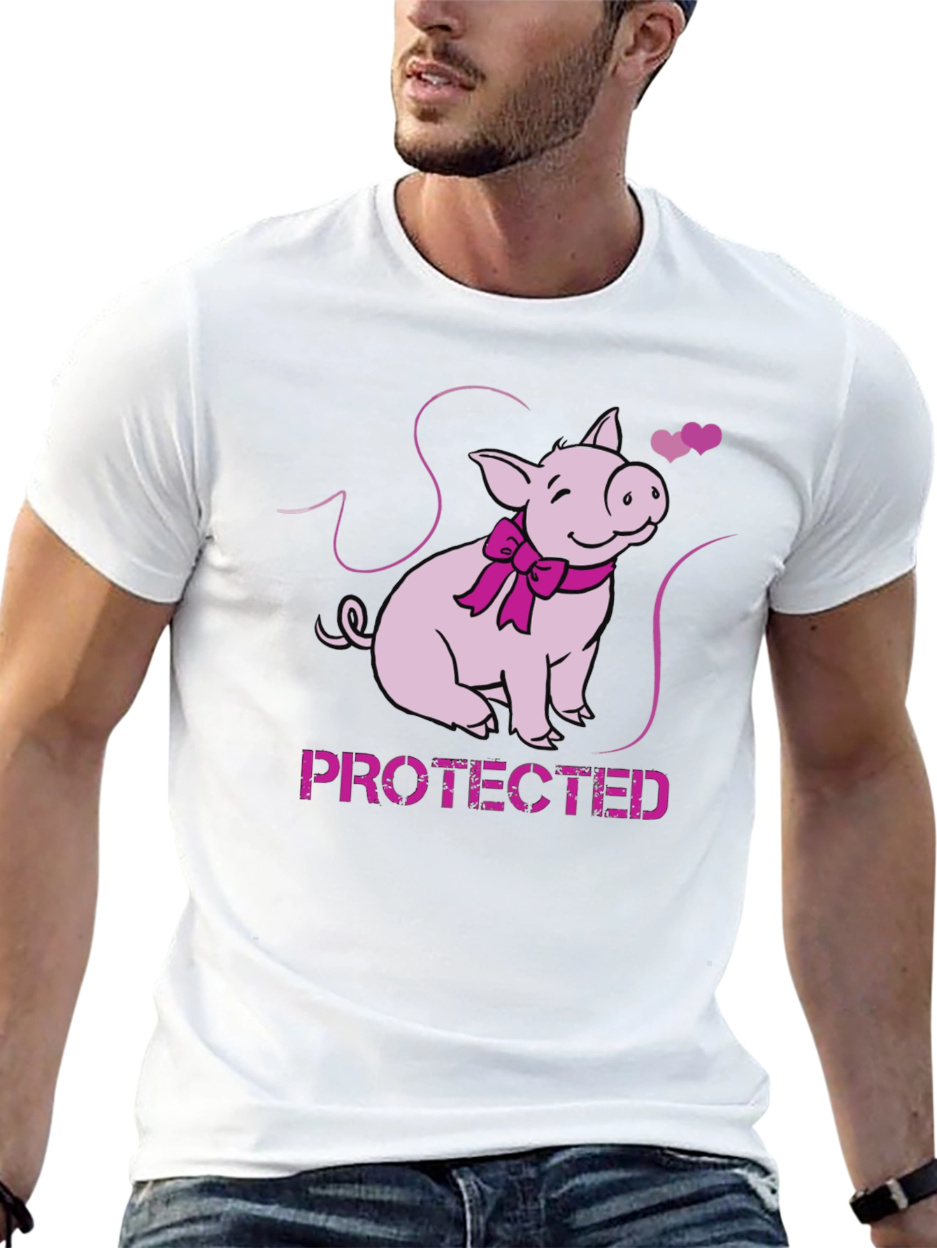 Protected Pig Graphic Tee - Cute Animal Lover Shirt