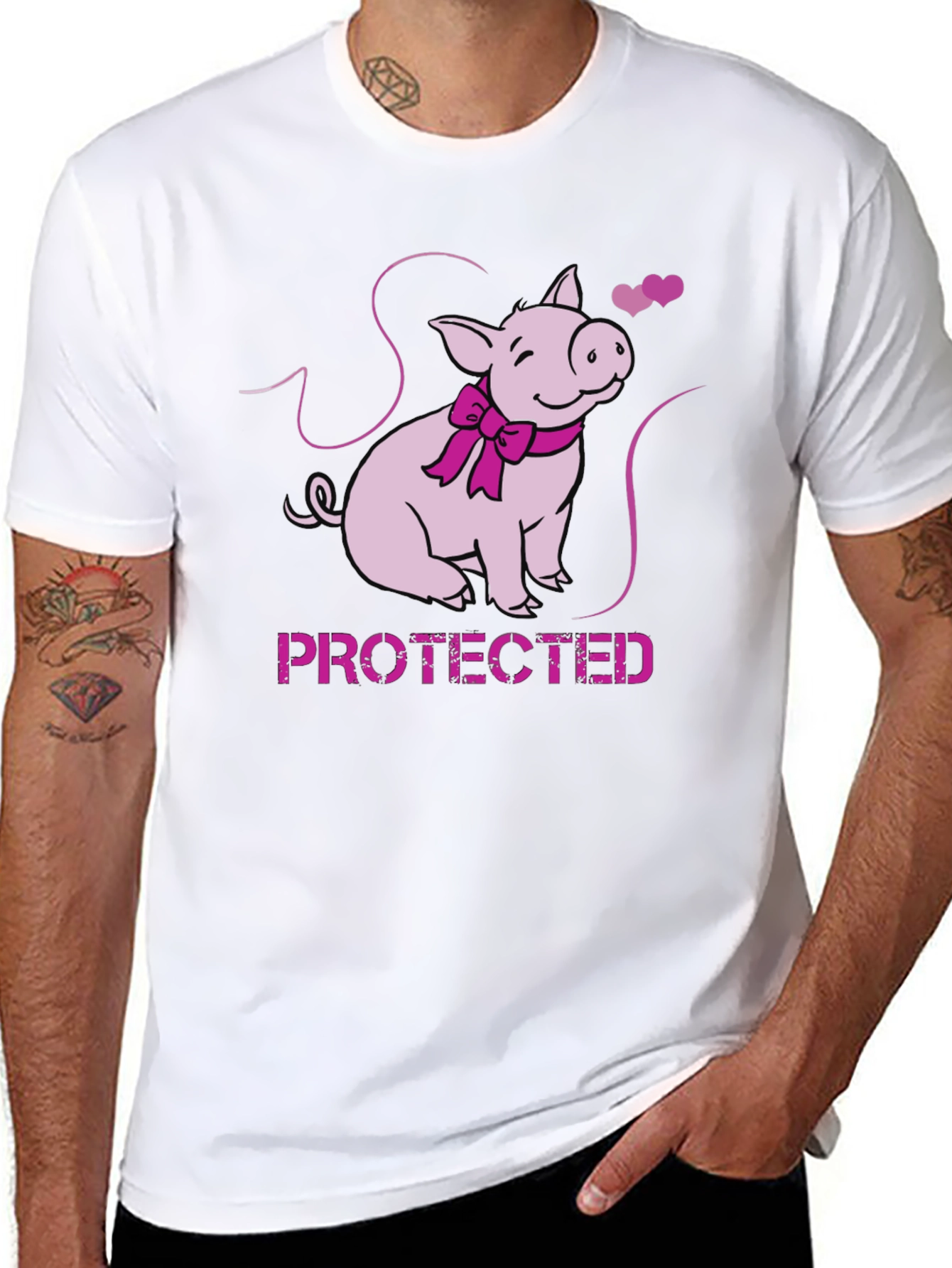 Protected Pig Graphic Tee - Cute Animal Lover Shirt