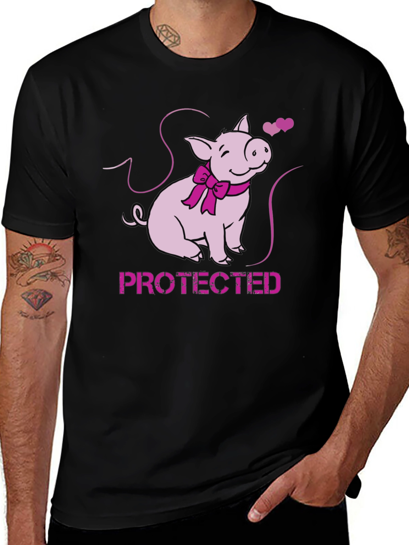 Protected Pig Graphic Tee - Cute Animal Lover Shirt