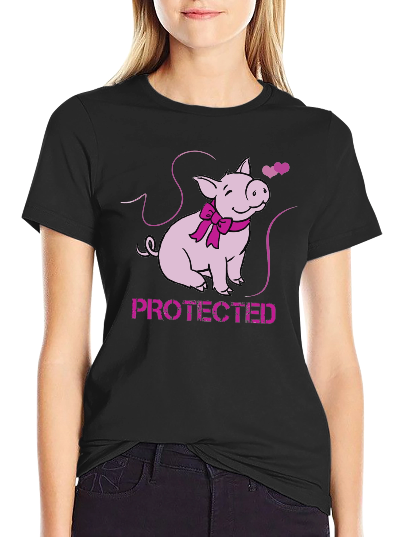 Protected Pig Graphic Tee - Cute Animal Lover Shirt