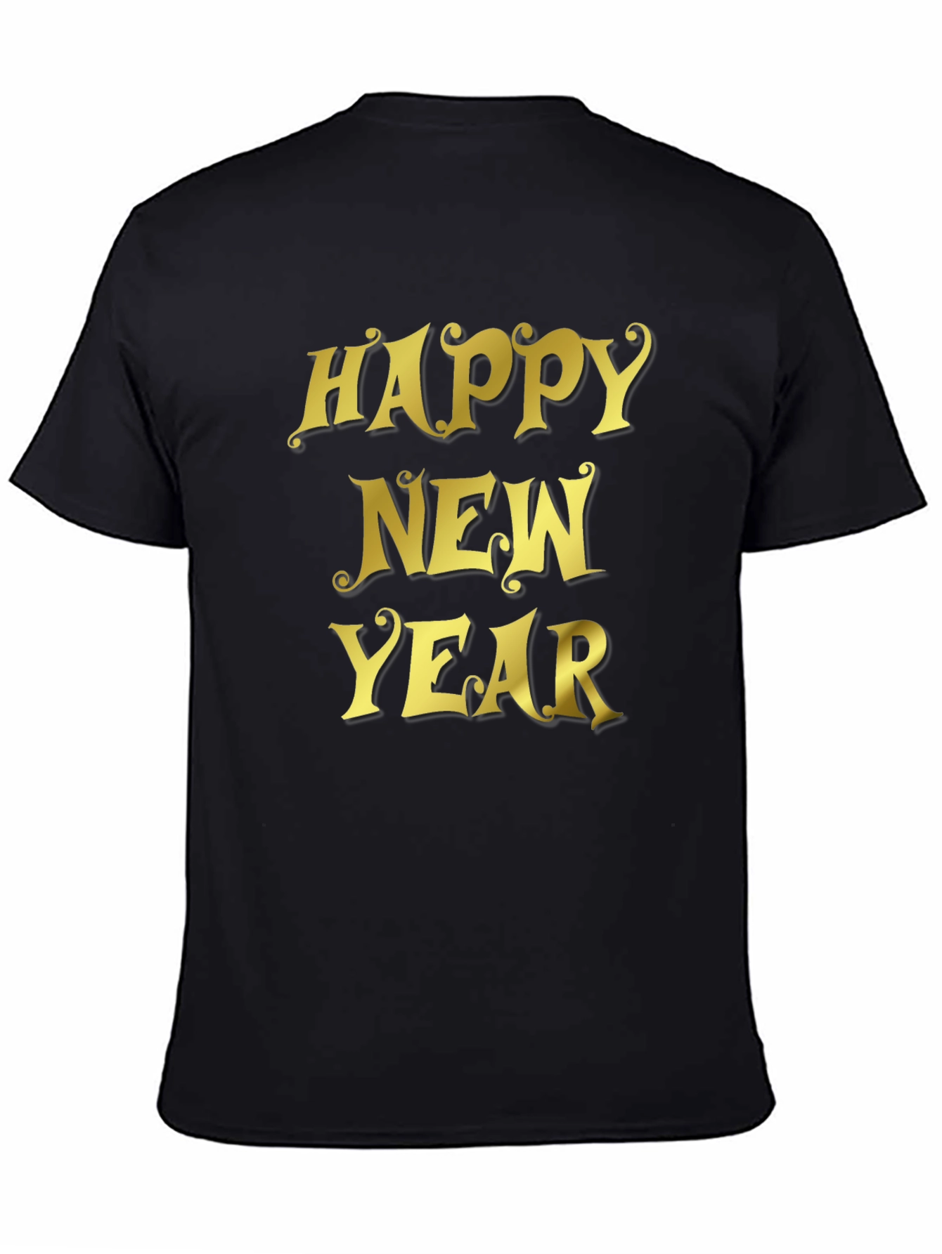 Happy New Year T-Shirt - Black Crew Neck
