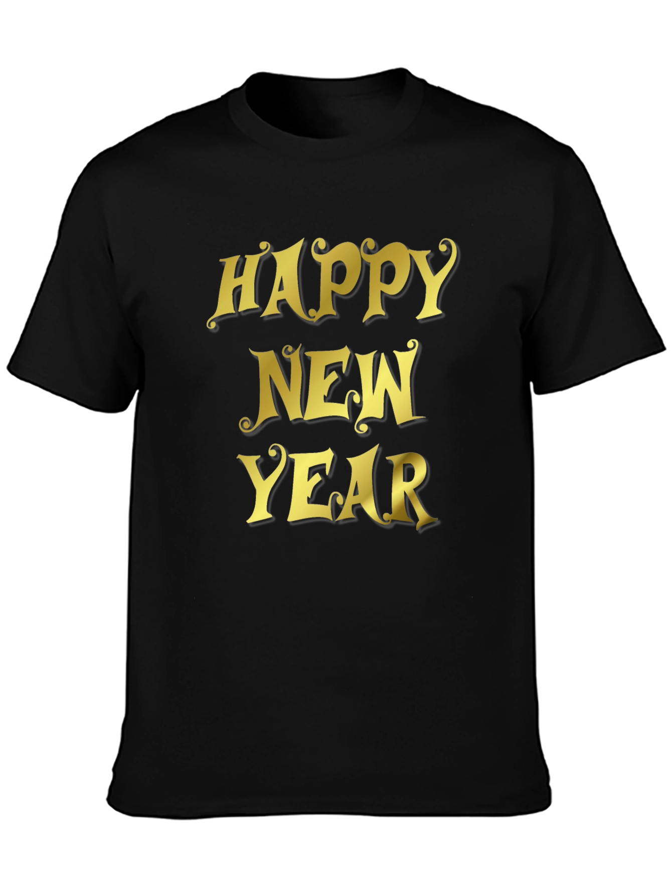 Happy New Year T-Shirt - Black Crew Neck