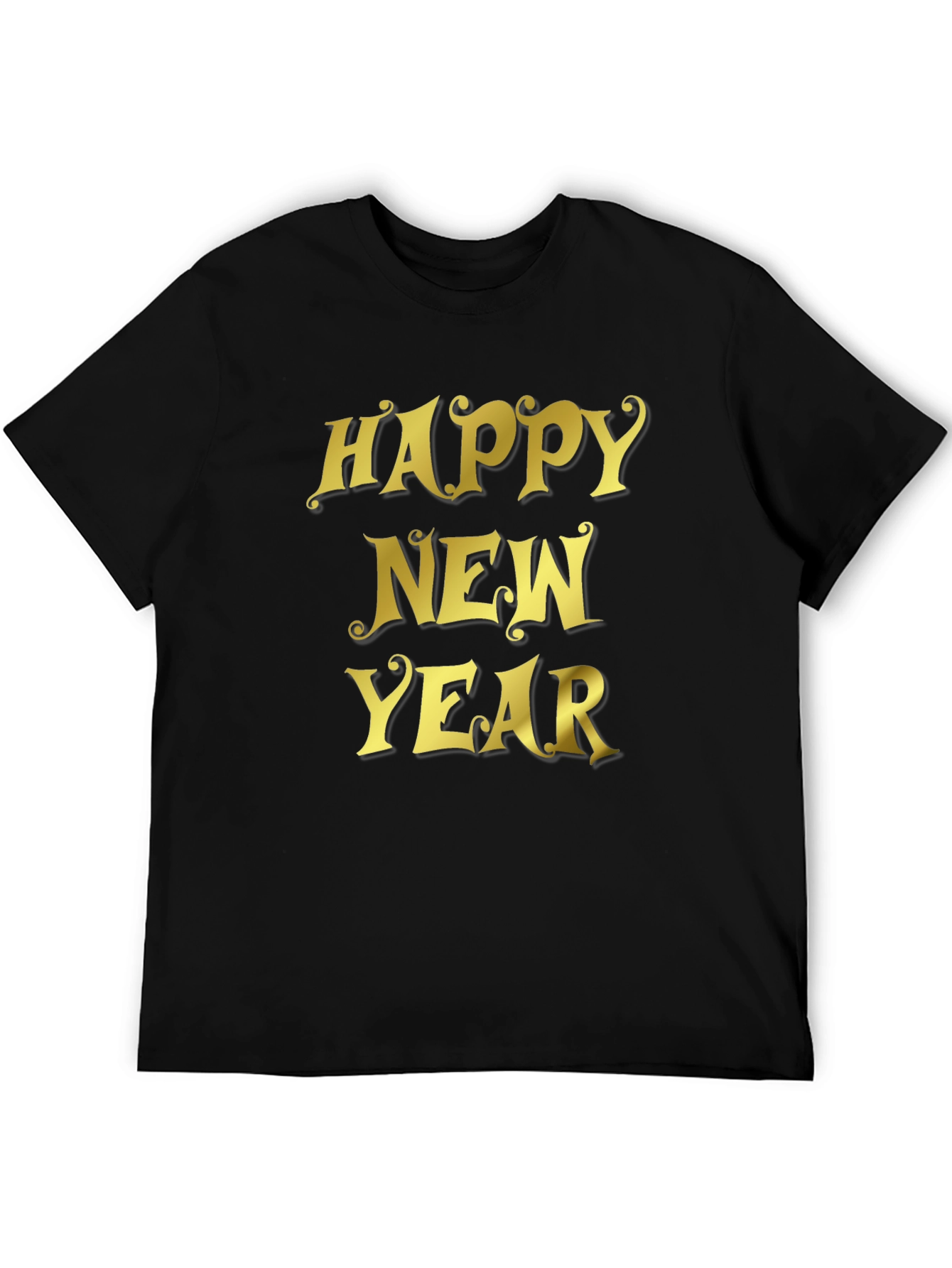 Happy New Year T-Shirt - Black Crew Neck
