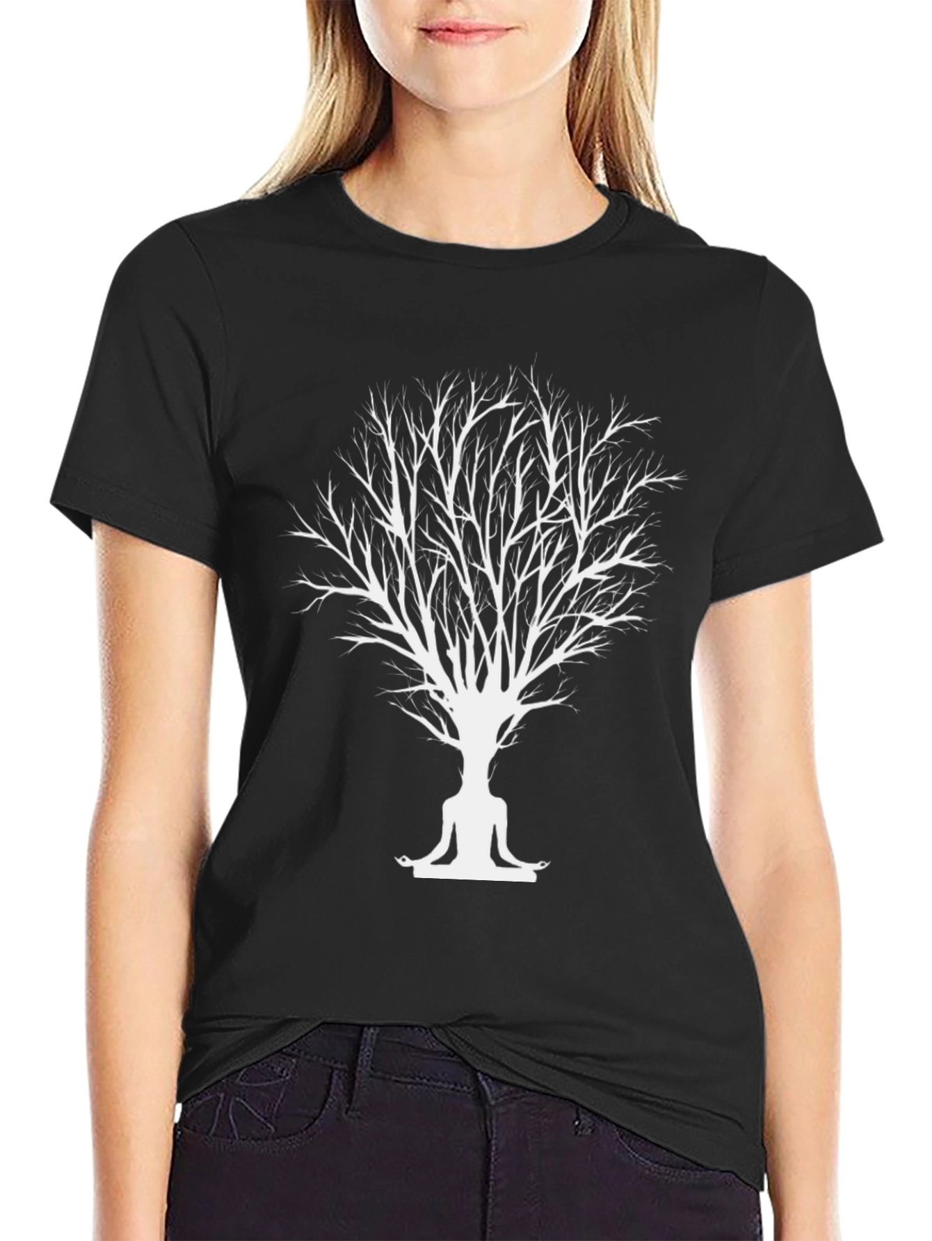 Zen Tree Meditation T-Shirt - Black